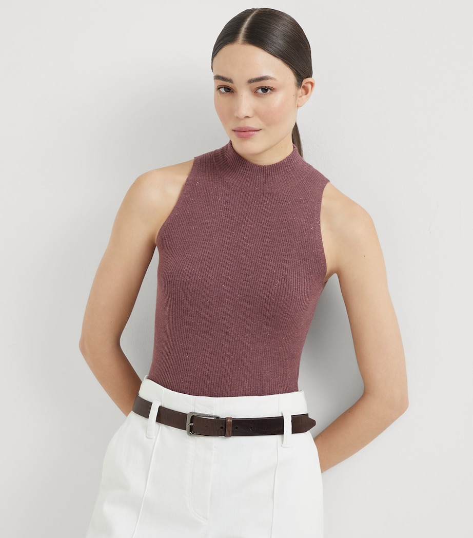 Sparkling Cashmere Rib-Knit Top C4238 Image 5