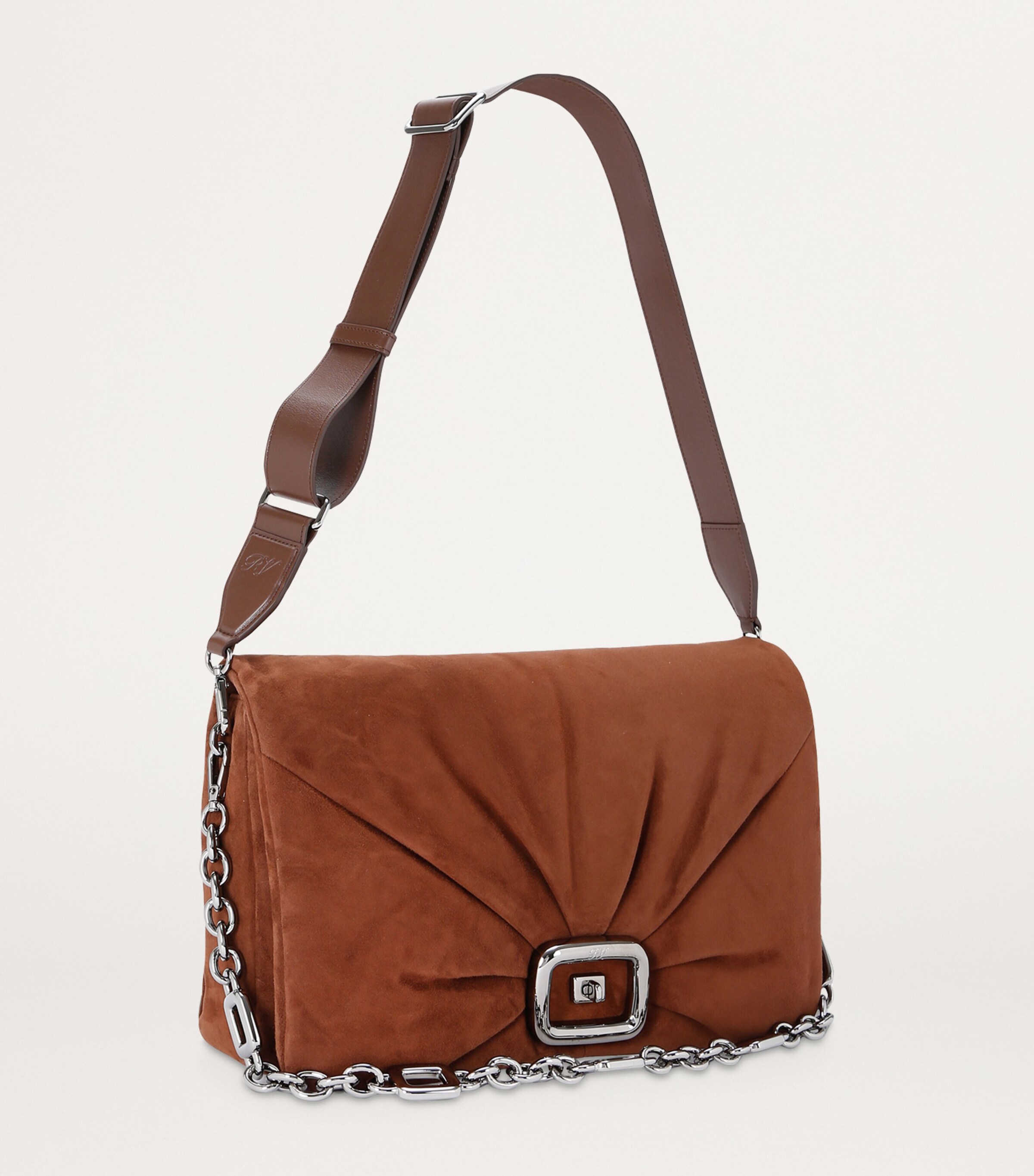 Suede Viv’ Choc Shoulder Bag BROWN Image 4
