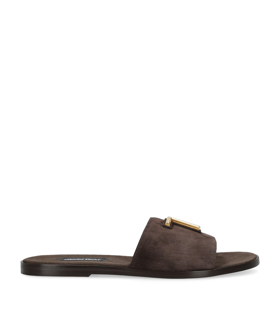 TOM FORD Croc-Embossed Brighton Sandals Brown Image 1
