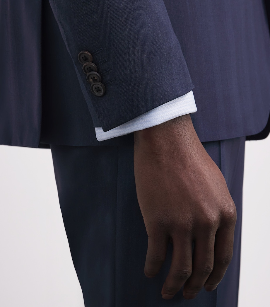 Virgin Wool Stripe 2-Piece Suit 001 NAVY BLUE Image 8