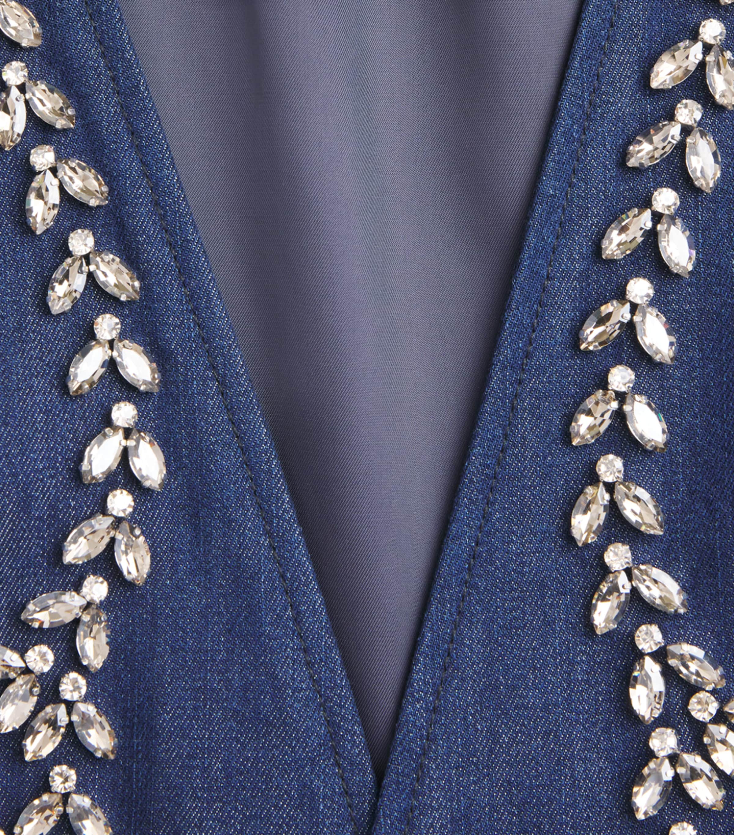 Huishan Zhang Womens Chambray Embellished Clay Blazer Blue Image 6