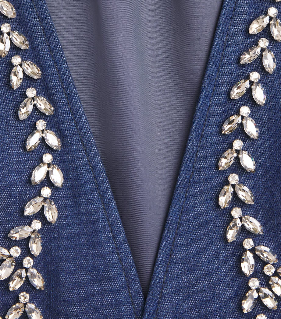 Huishan Zhang Womens Chambray Embellished Clay Blazer Blue Image 6