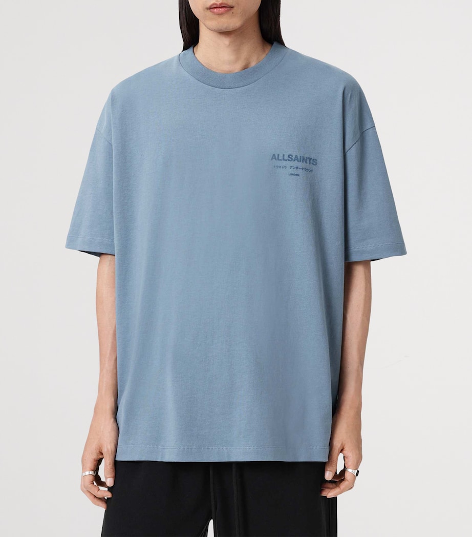 AllSaints Mens Organic Cotton Xander T-Shirt Coastline Blue Image 3