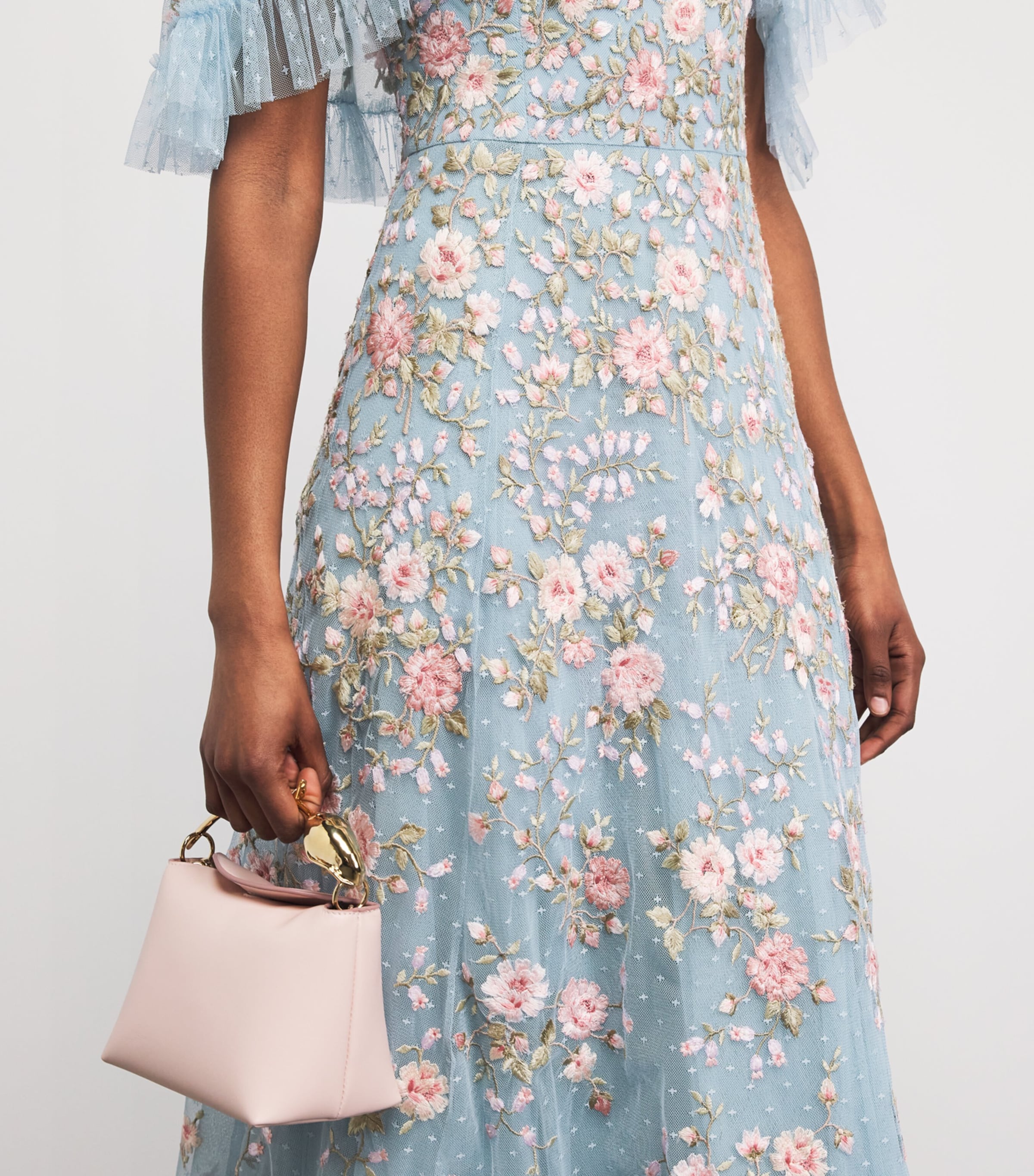 Needle & Thread Womens Tulle Cape Eden Maxi Dress Aqm Aqua/multi Image 5