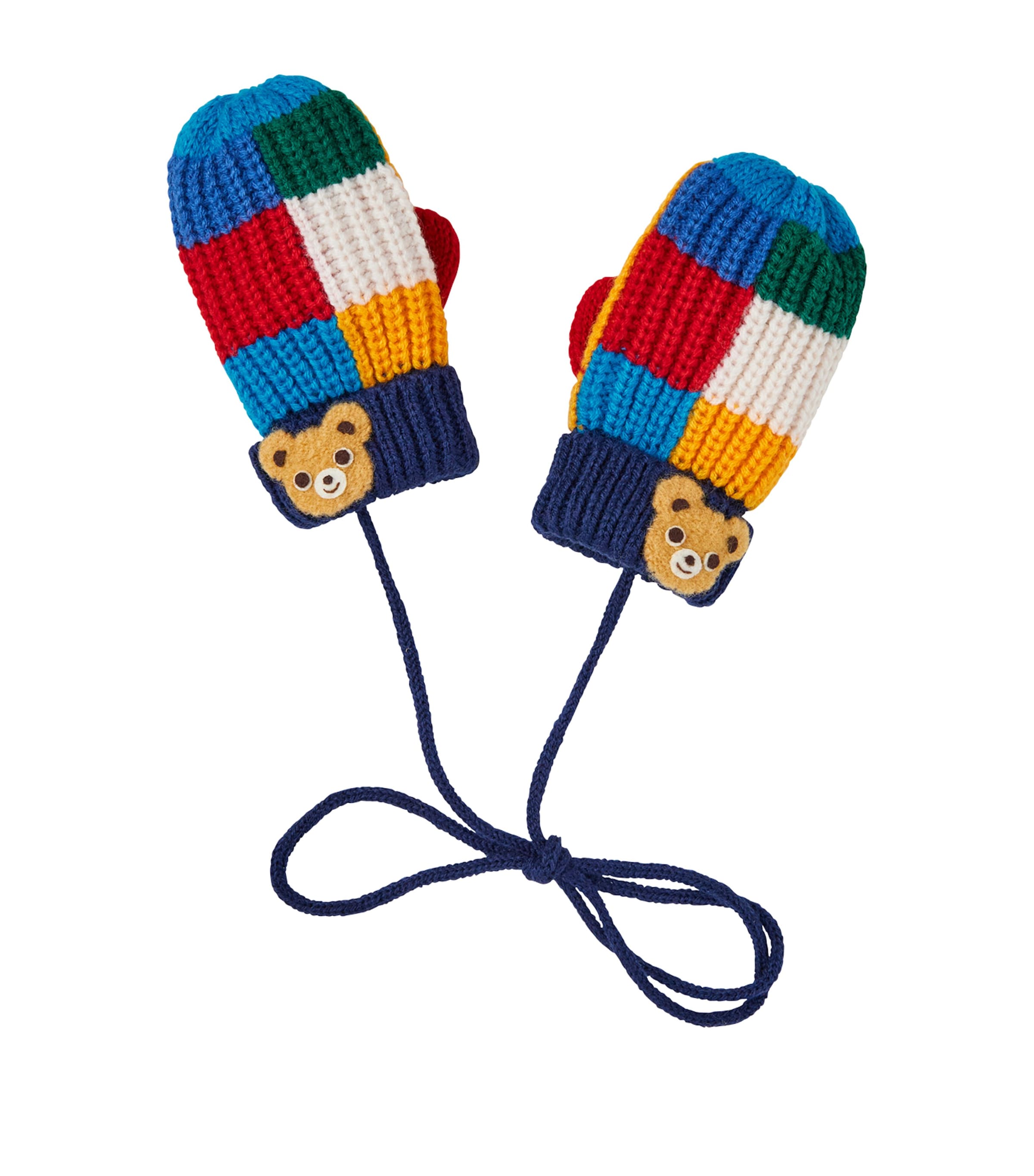 Miki House Bear Mittens In Blue