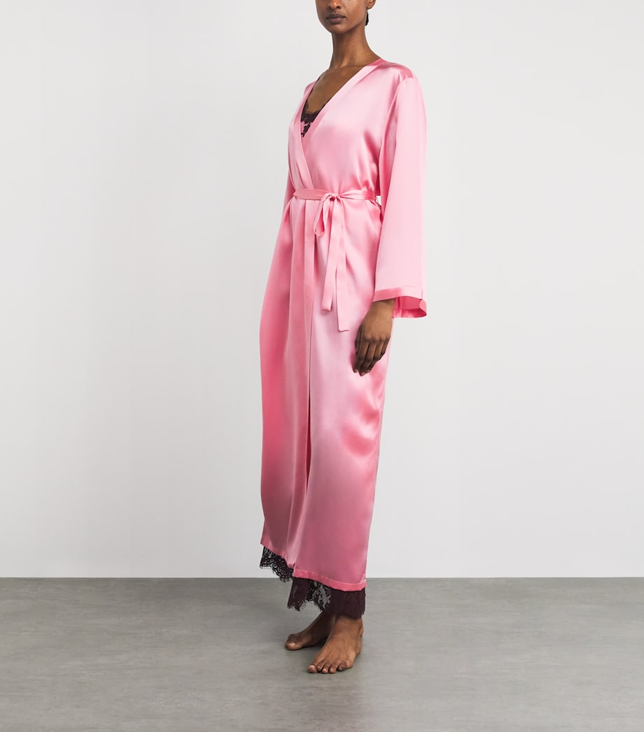 Marjolaine Womens Silk Robe Blush Image 2
