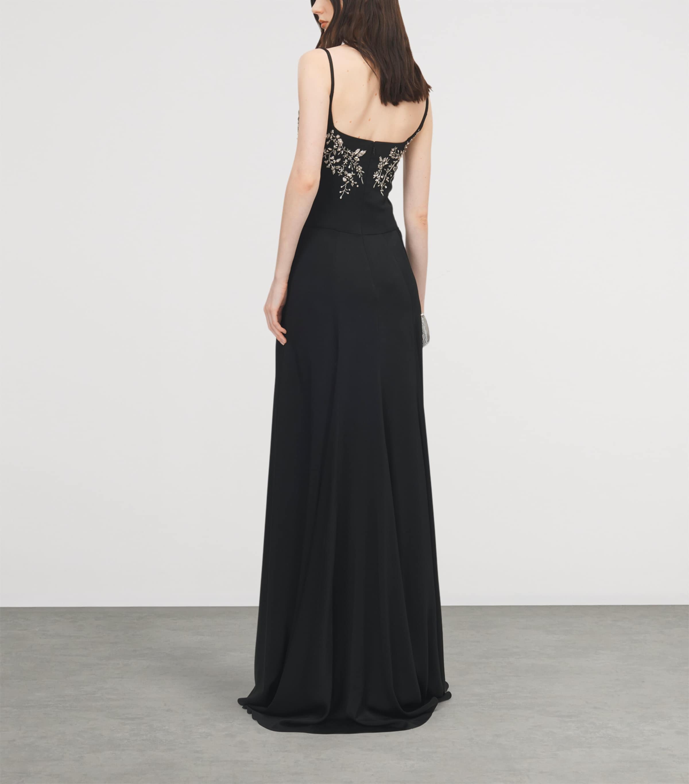 McQueen Womens Crepe Satin Embellished Gown Image 3