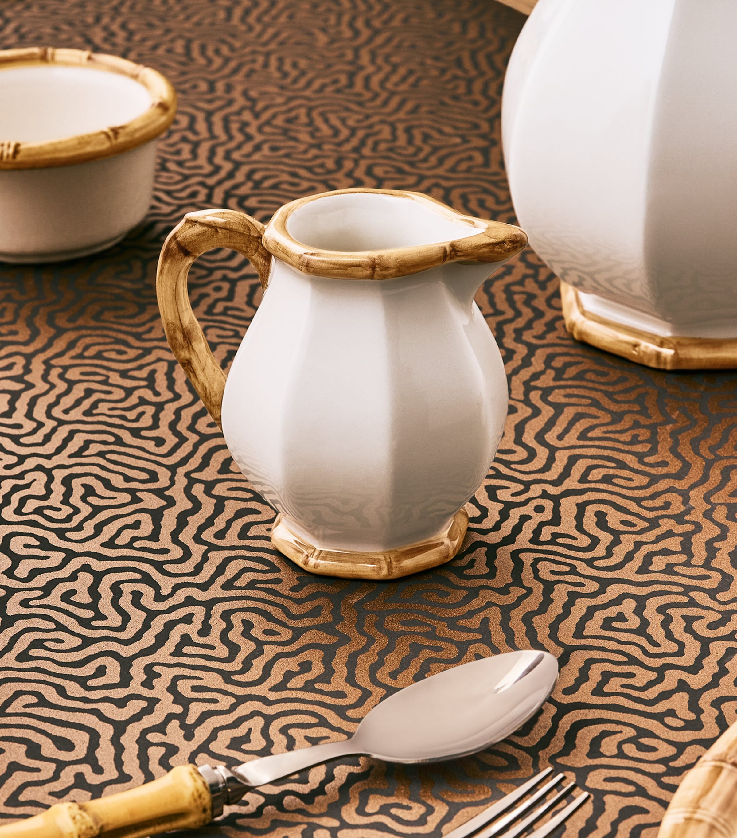 Ceramic Bamboo Milk Jug WHITE Image 3