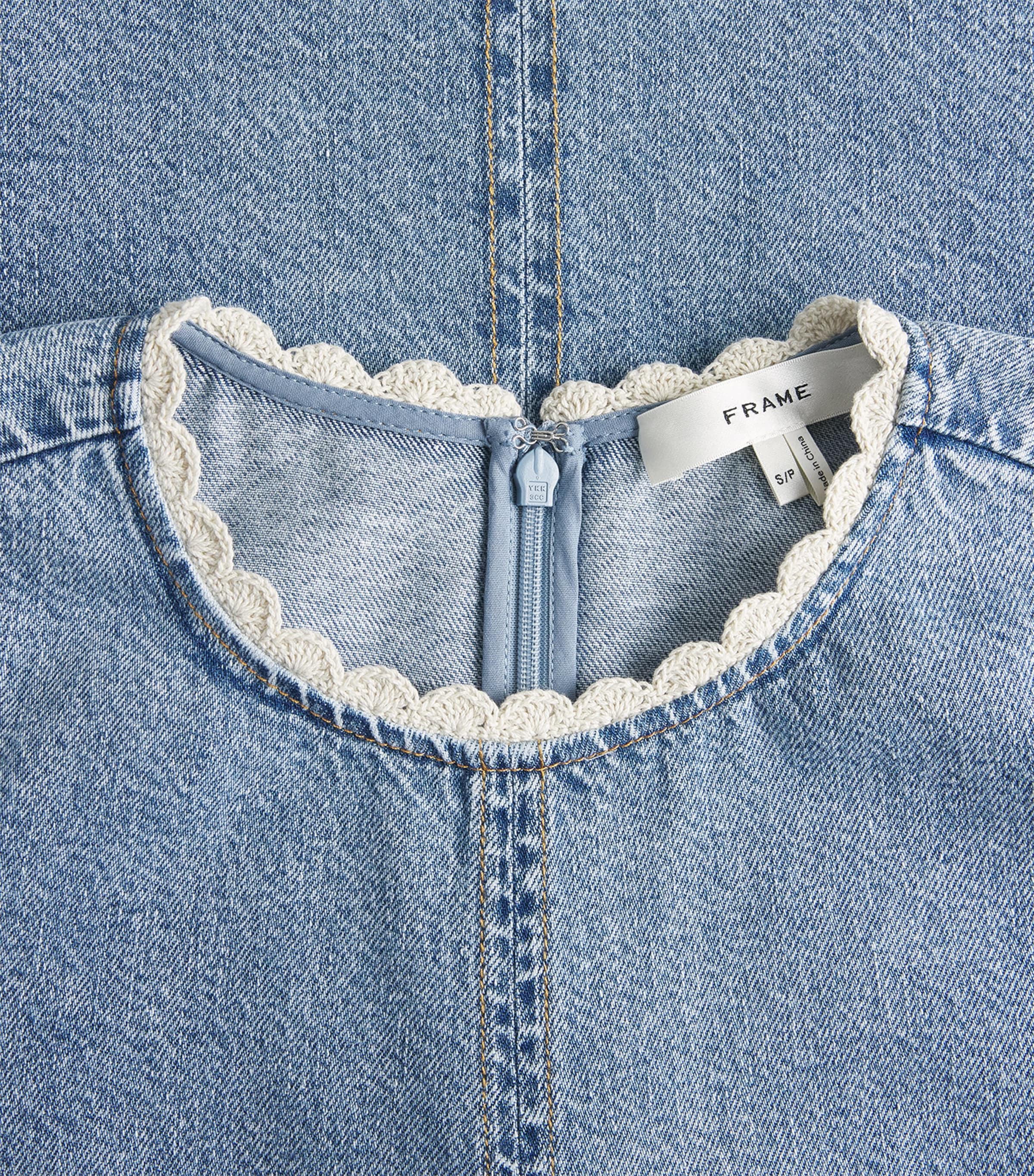 FRAME Womens Denim Crochet Tide Mini Dress Dawn Image 6