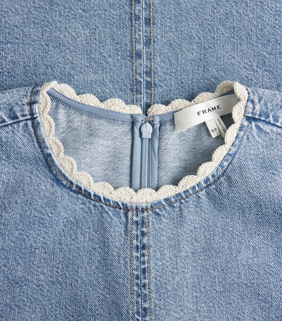 FRAME Womens Denim Crochet Tide Mini Dress Dawn Image 6