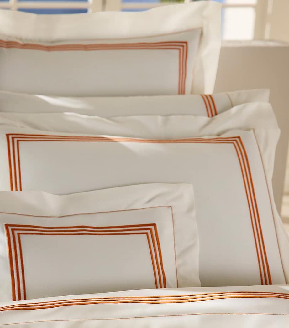 Pratesi Tre Righe Standard Pillowcase (50cm x 75cm) Ivory/orange Image 2