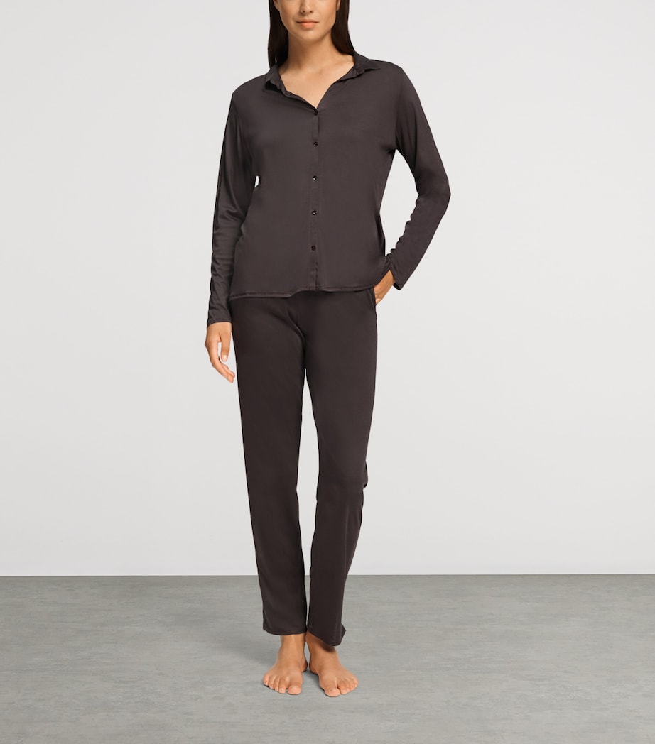 Hanro Womens Modal-Silk Grand Central Pyjama Trousers Dark Mocha Image 2