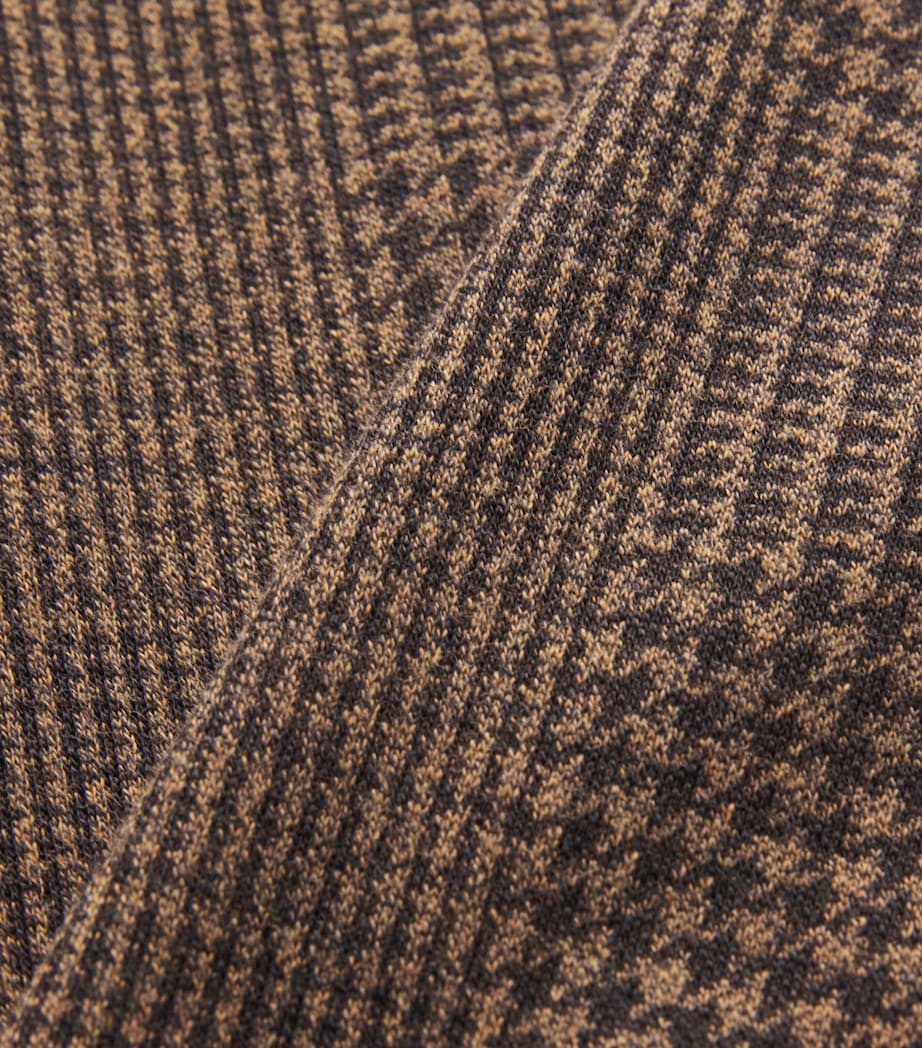 Wool-Cotton Houndstooth Trousers CHOCOLATE Image 5