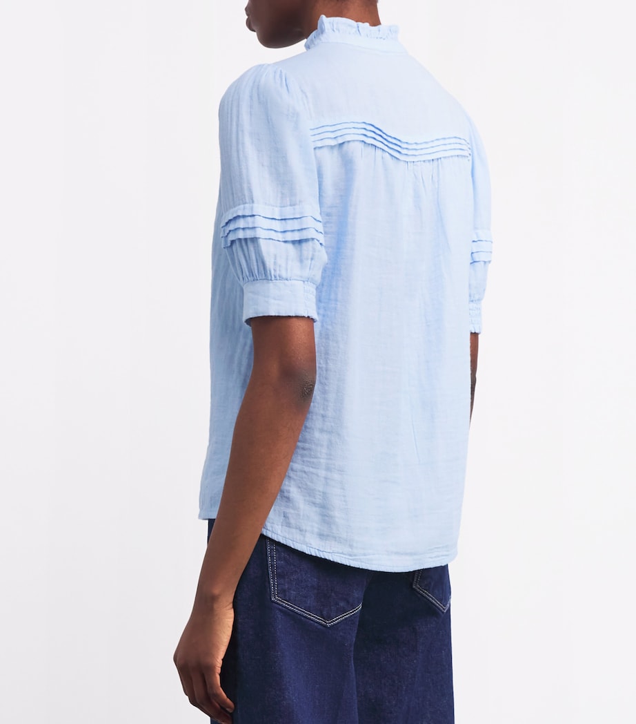 Cotton Frill-Trim Blouse CLOUD CHAMBRAY BLUE Image 4