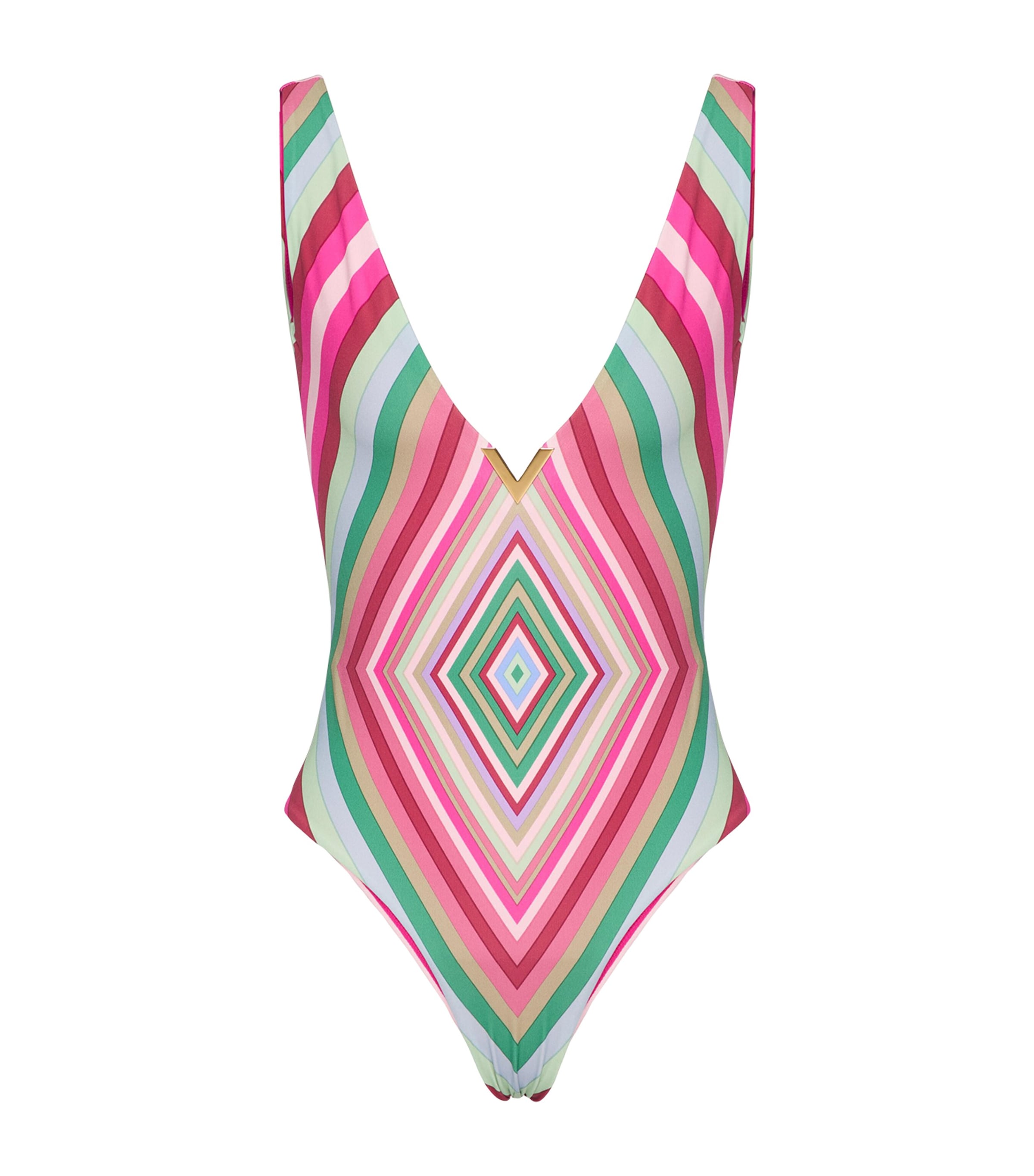 Valentino Diamond Patterned Swimsuit In Multi