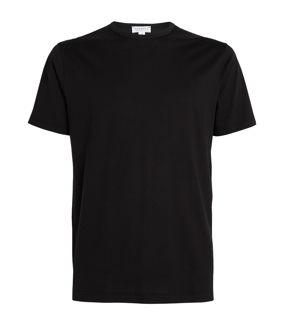 Sunspel Mens Supima Cotton Classic T-Shirt Bkaa Black Image 1