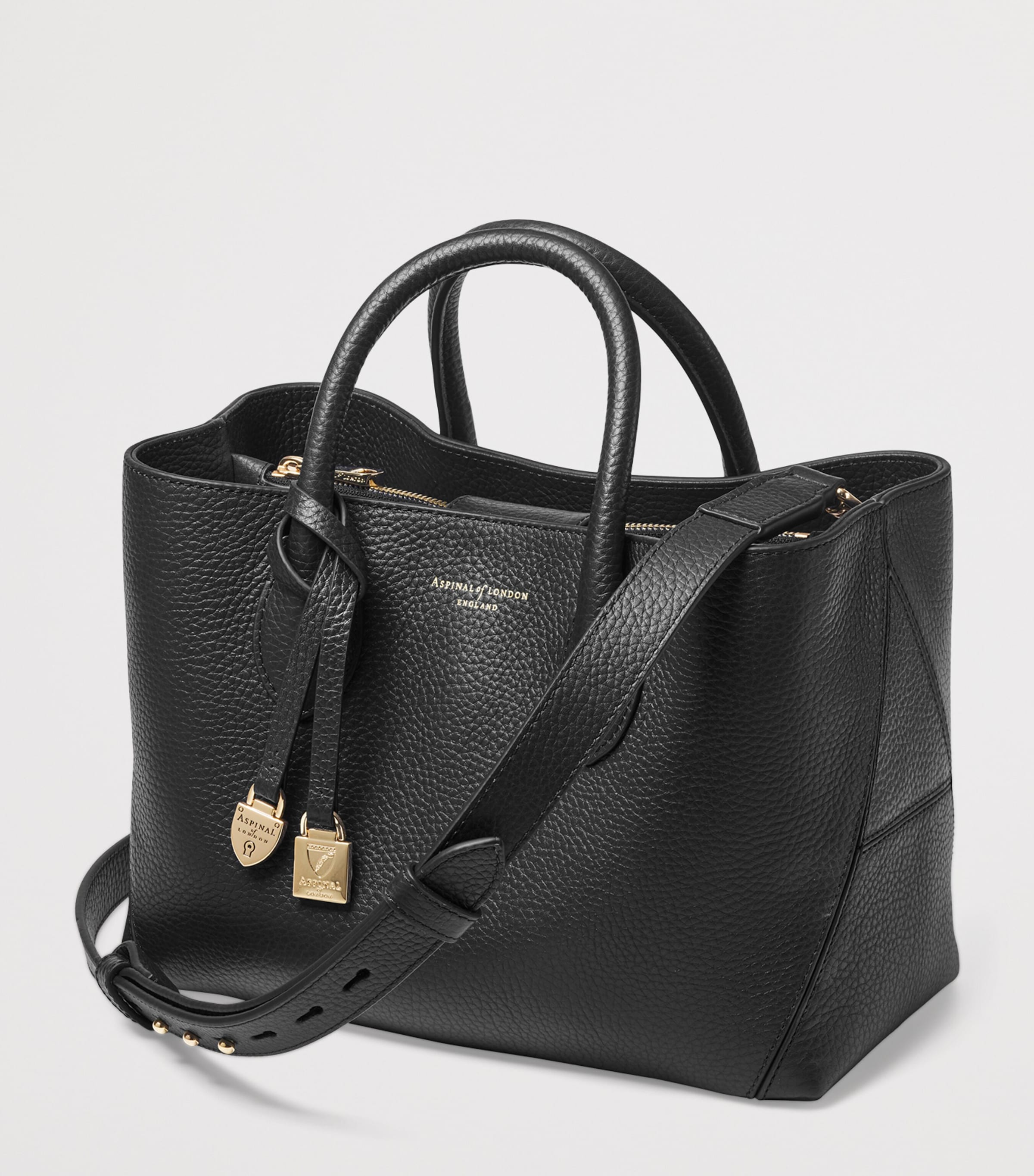 Midi Leather London Tote Bag BLACK Image 2