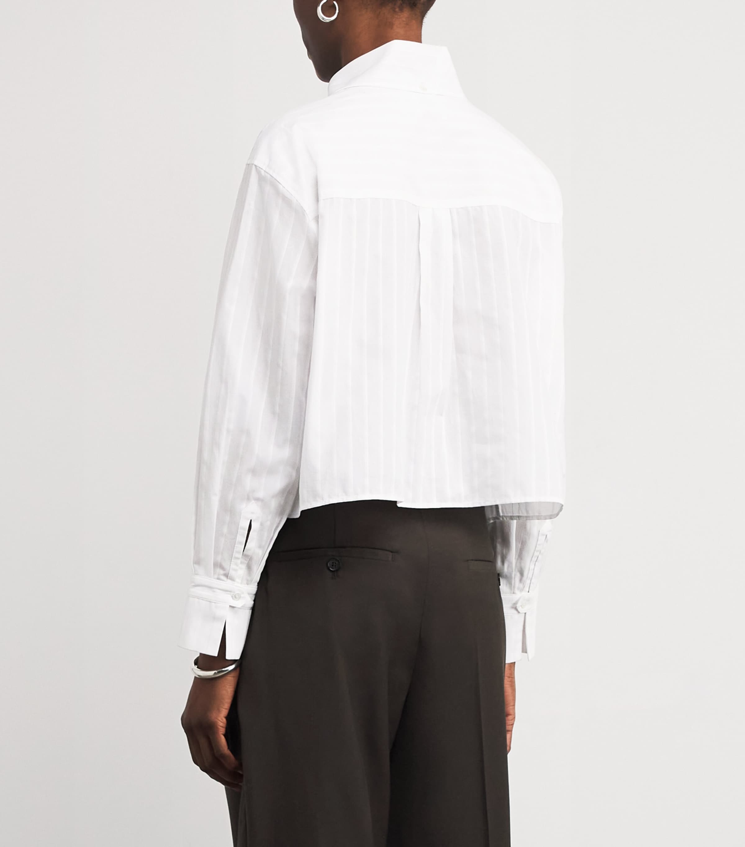 Cotton Stripe Shirt WHITE Image 4