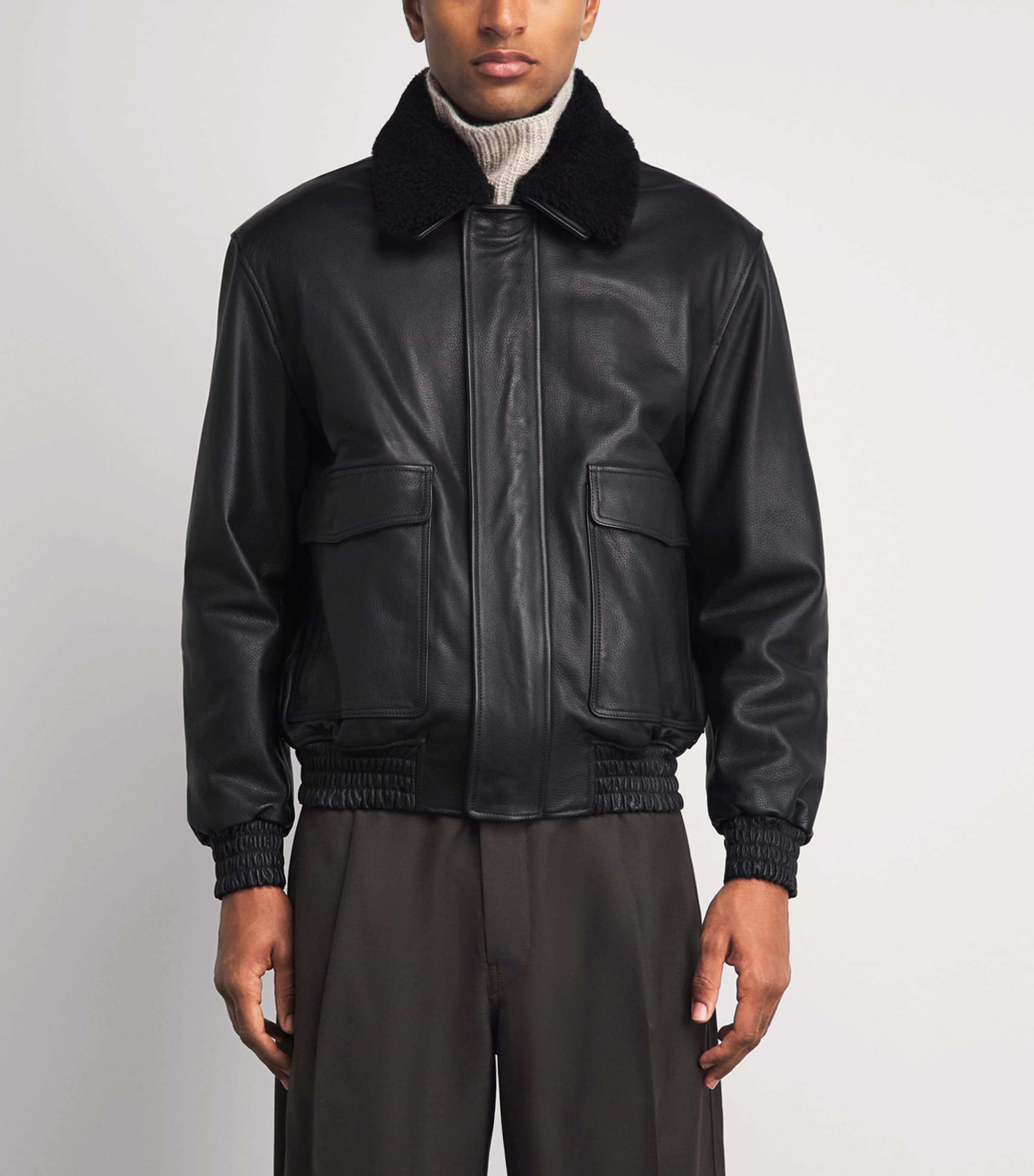 Arma Mens Bari Leather Jacket Black Image 4