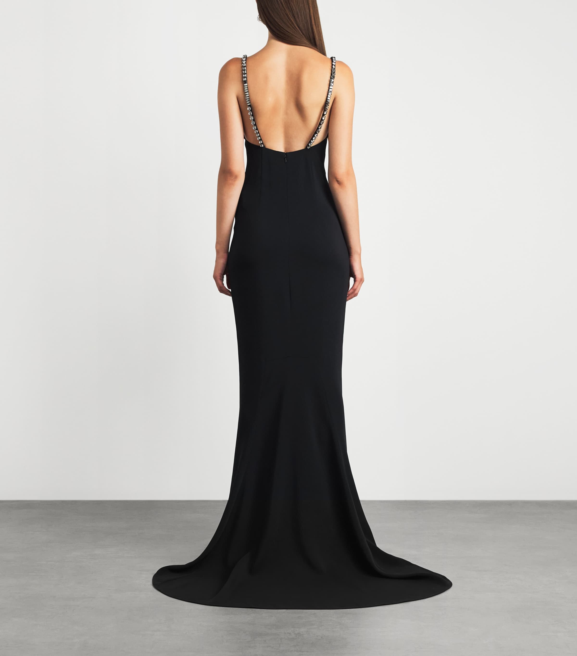 Stella McCartney Womens Embellished Crepe Maxi Dress Black Image 4