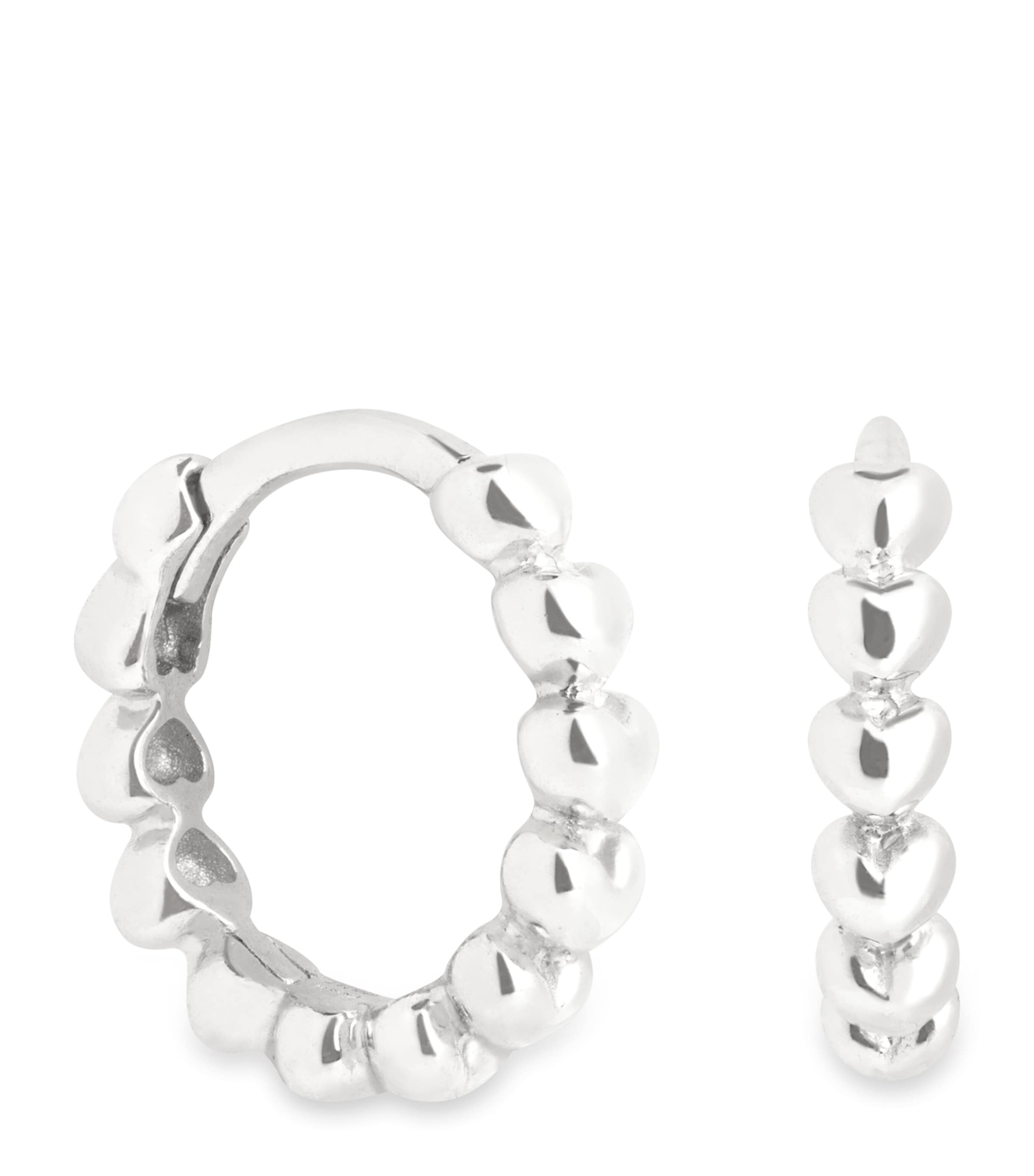 Astrid & Miyu White Gold Heart Huggie Earrings In Silver