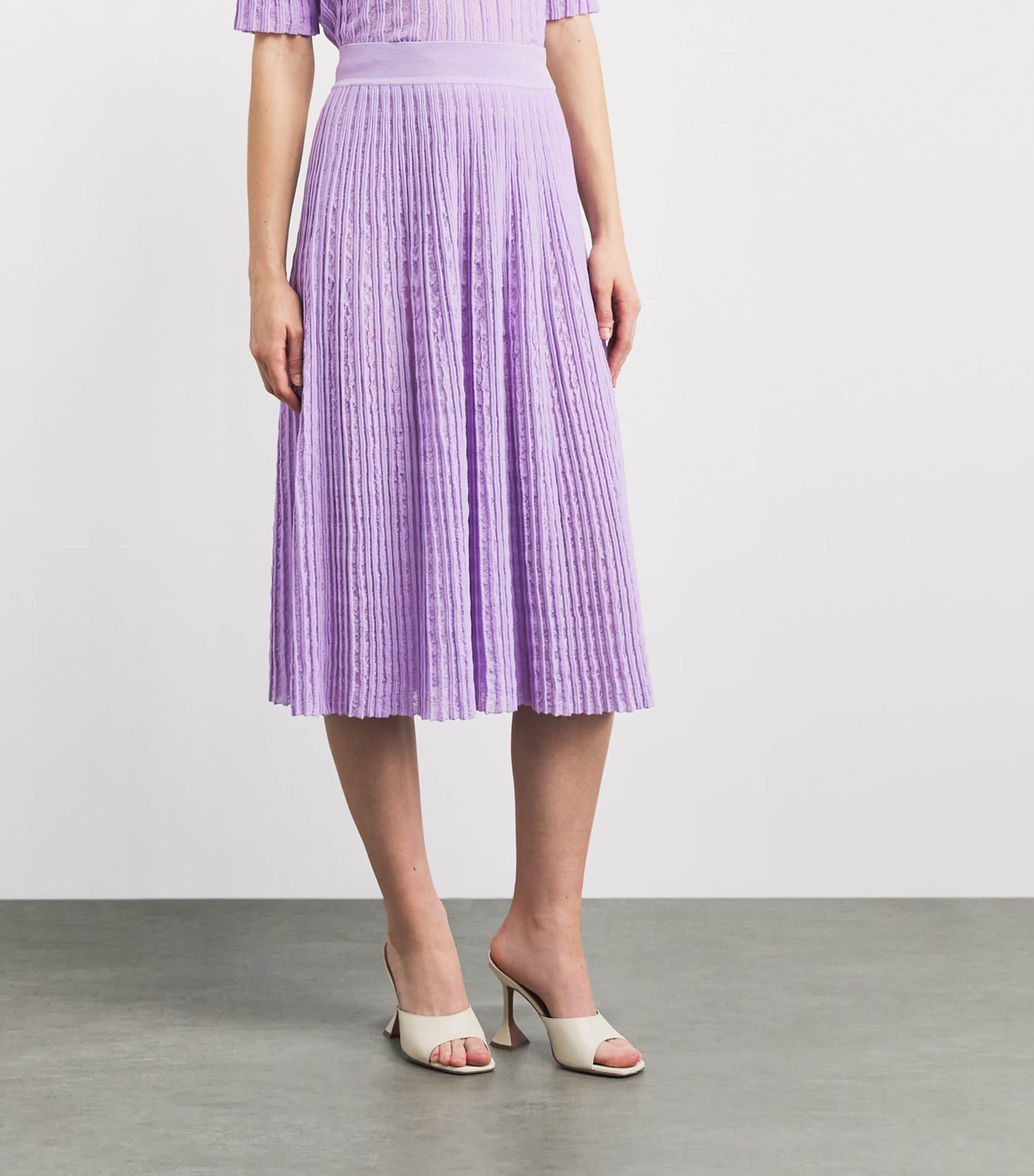 VALENTI Womens Organic Cotton-Blend Fuerteventura Midi Skirt Lilac Image 4