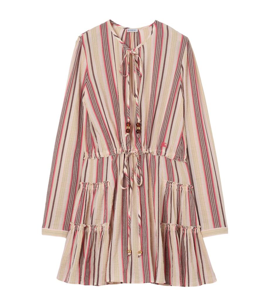 Burberry Womens Cotton Voile Striped Mini Dress Neapolitan Pink Strp Image 1