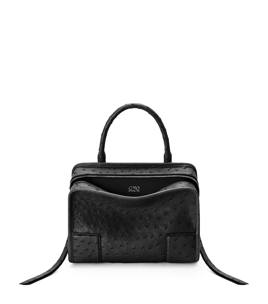 LOEWE Small Ostrich Leather Amazona 180 Top-Handle Bag Black Image 1