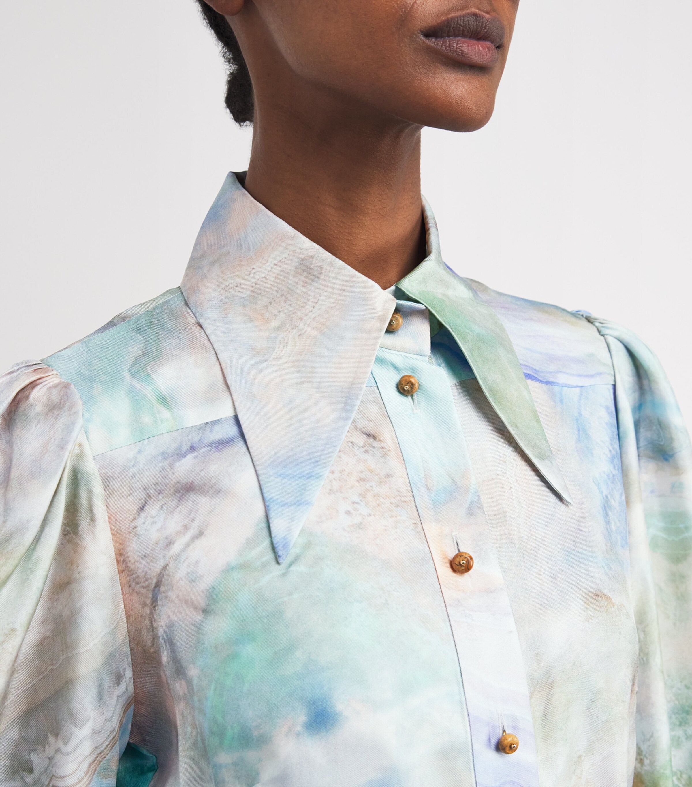 Zimmermann Womens Silk Shirt Dress Blue Agate Image 4