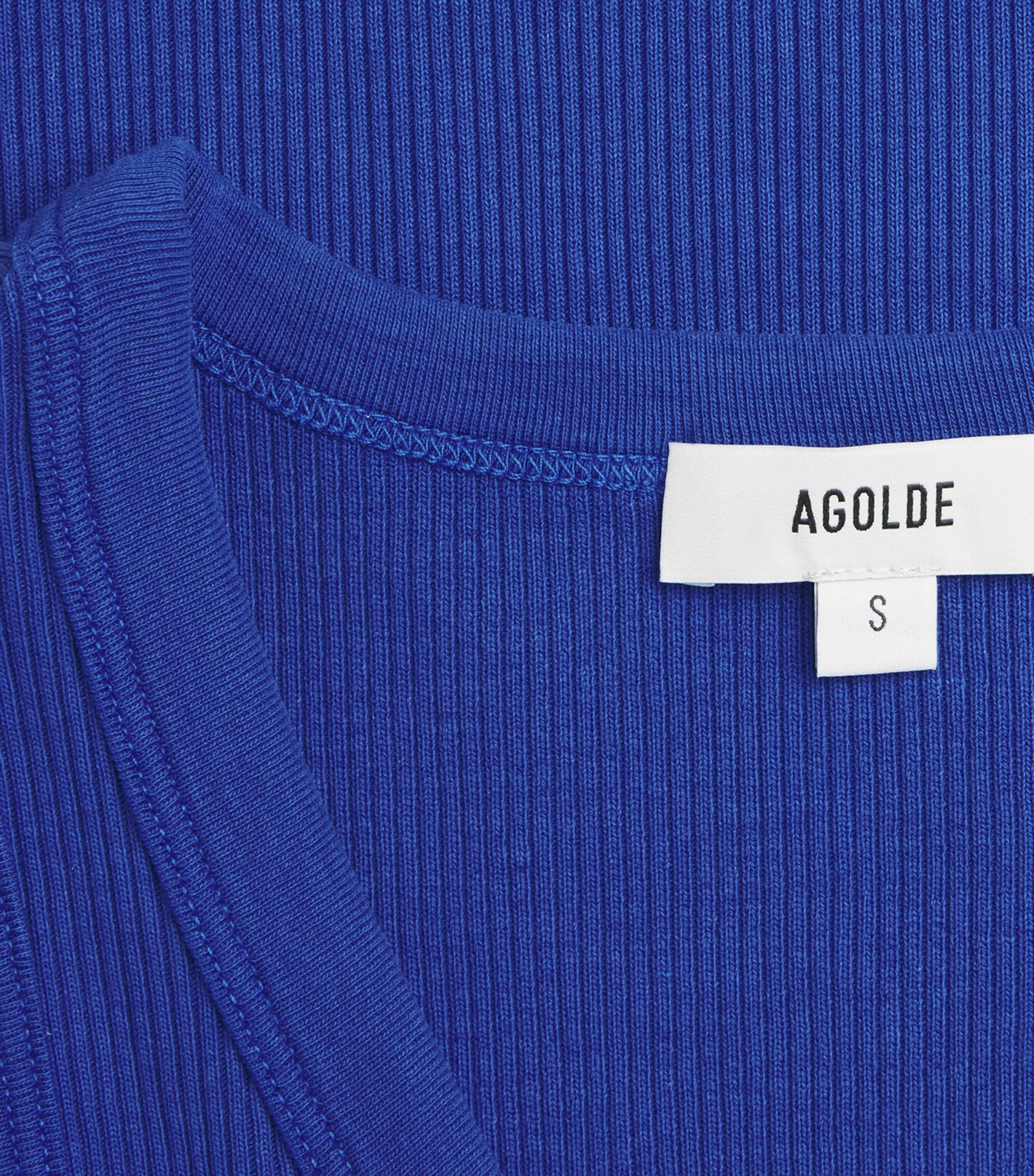 AGOLDE Womens Ribbed Poppy Tank Top Cobalt Blue Image 6