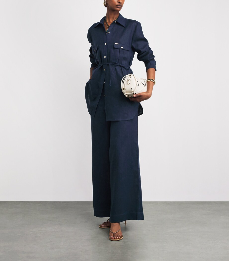 Melissa Odabash Womens Linen Ariel Shirt Navy Image 2