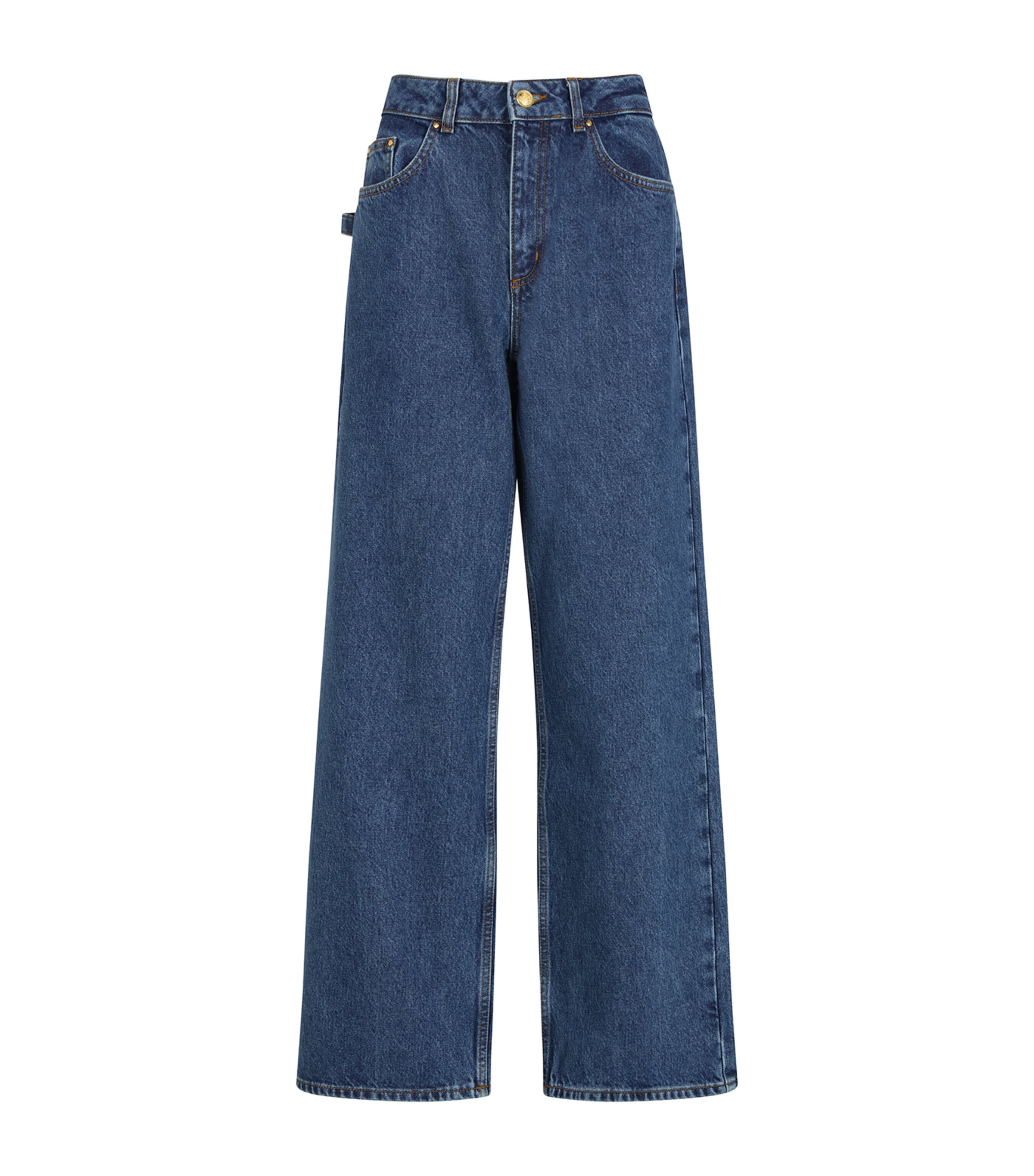 Mid-Wash Straight Jeans BLUE DENIM Image 1