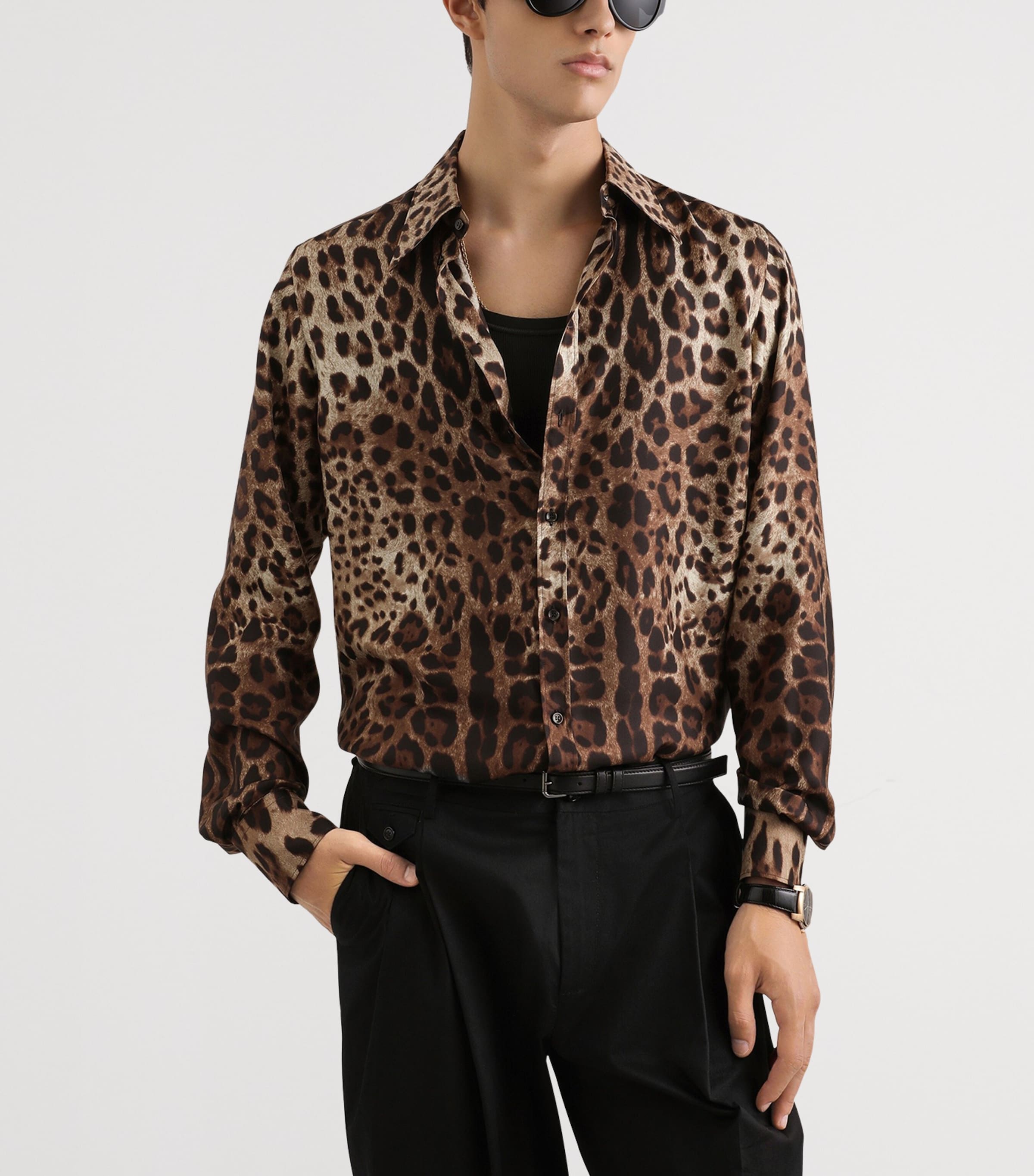 Silk Leopard Print Shirt HY13M-LEO NEW Image 4