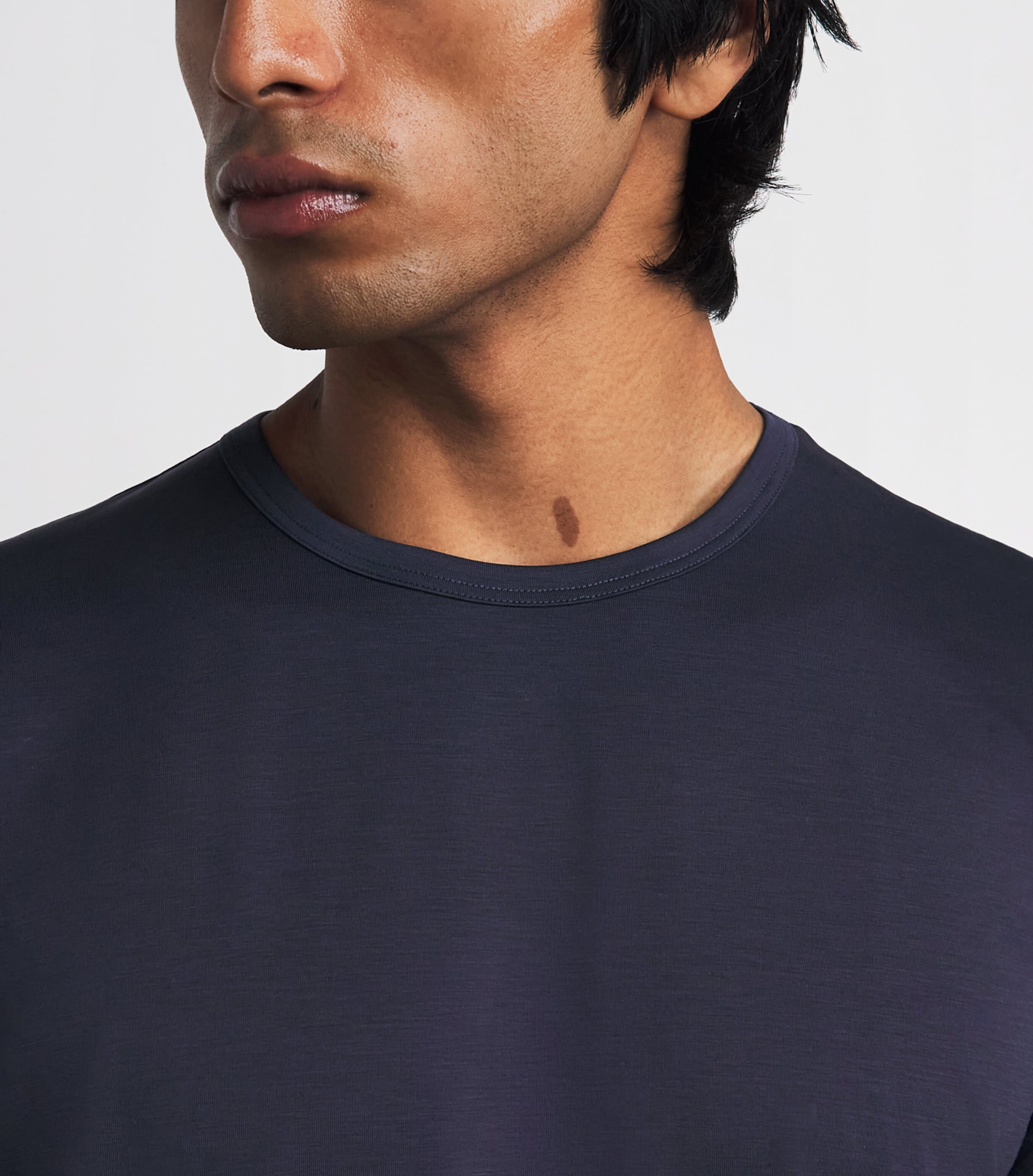 Sunspel Mens Stretch-Tencel T-Shirt Buaa Navy Image 3