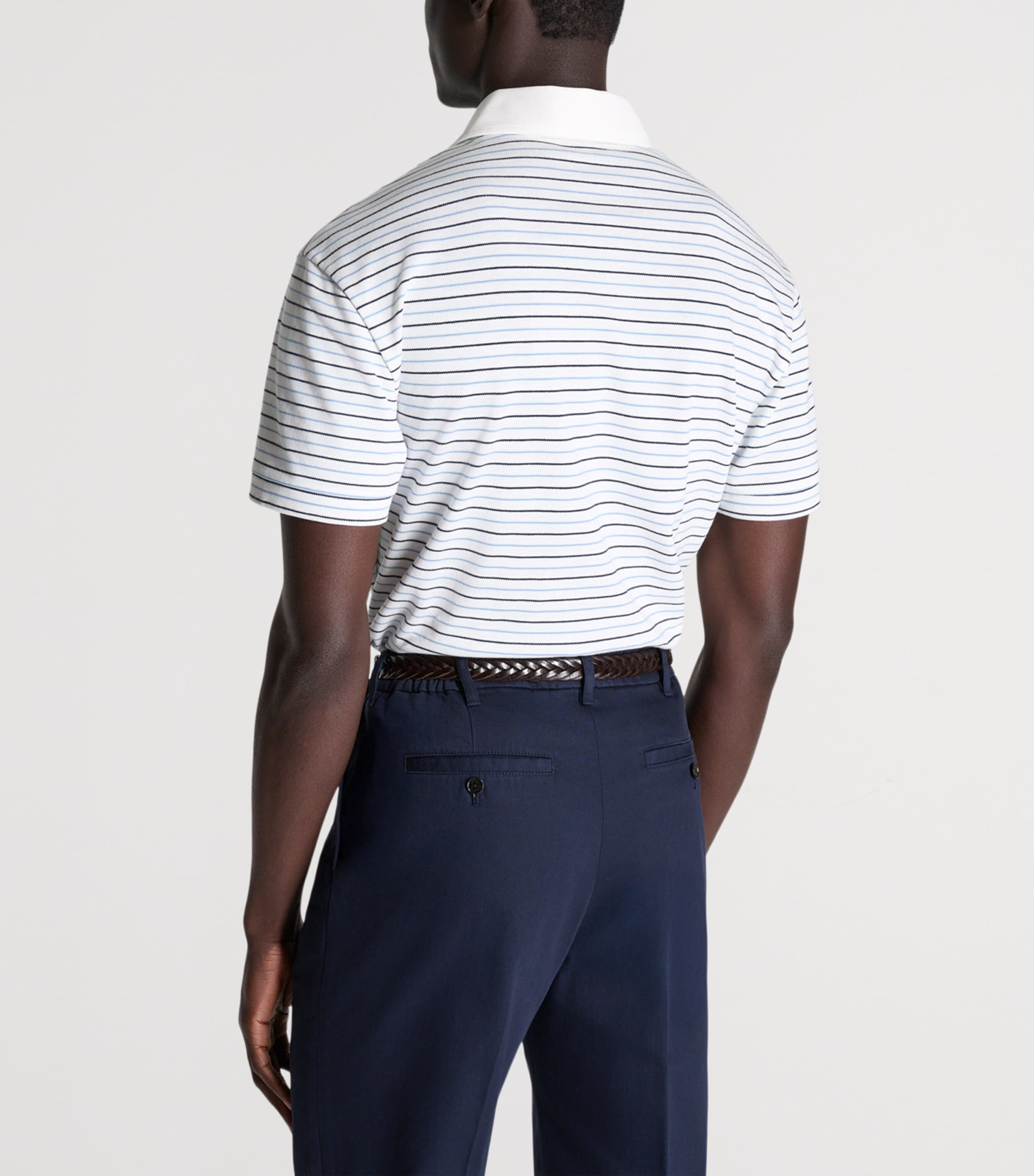 Dunhill Mens Cotton Stripe Polo Shirt Image 4