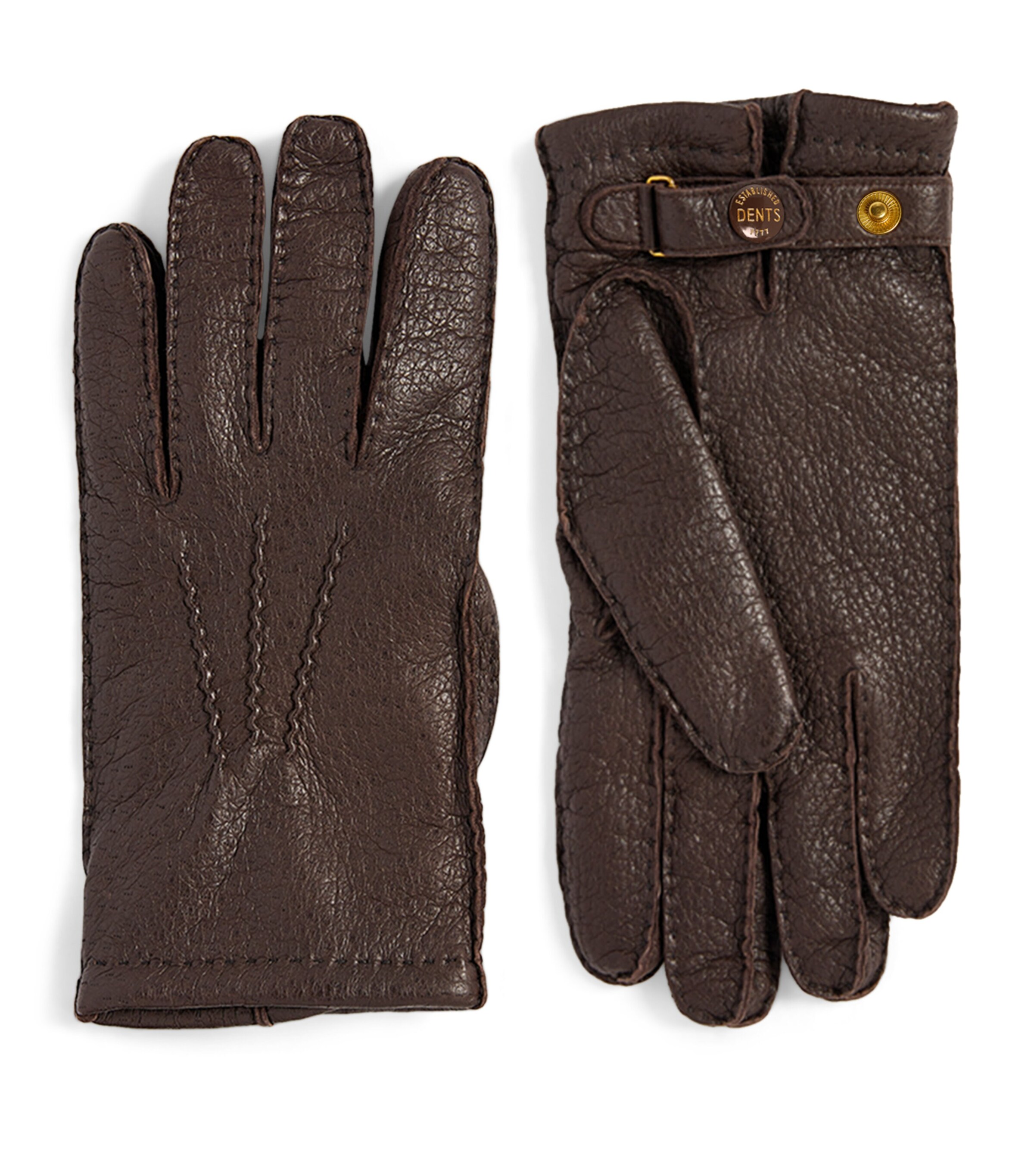 DENTS Brown Leather Cashmere-Lined Gloves | Harrods US