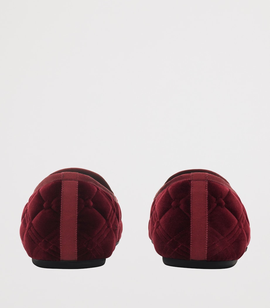 Velvet Quilted Estate Slippers WINE RED Image 4