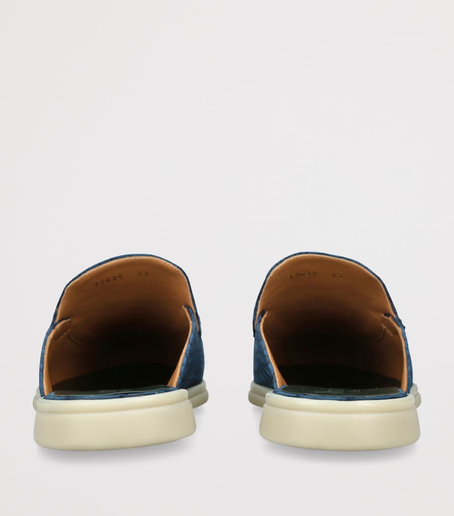 Alligator Leather Mules NAVY Image 2