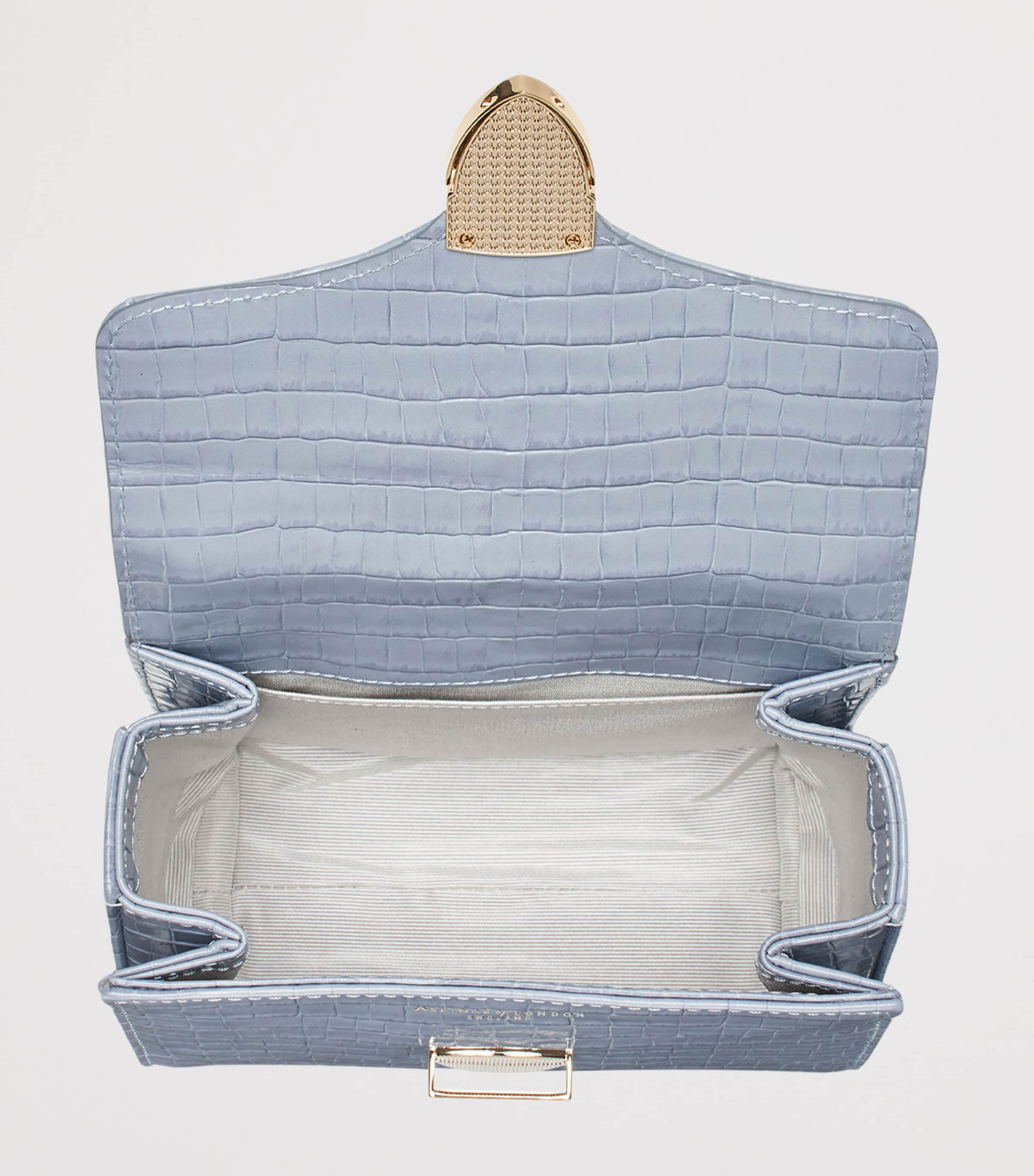 Aspinal Of London Mini Leather Mayfair Top-Handle Bag Skyblue Image 6