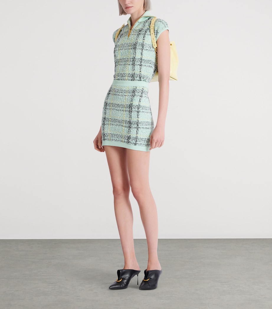 Tweed Embellished Plaid Mini Skirt ULM VERT/JAUNE/NOIR Image 3