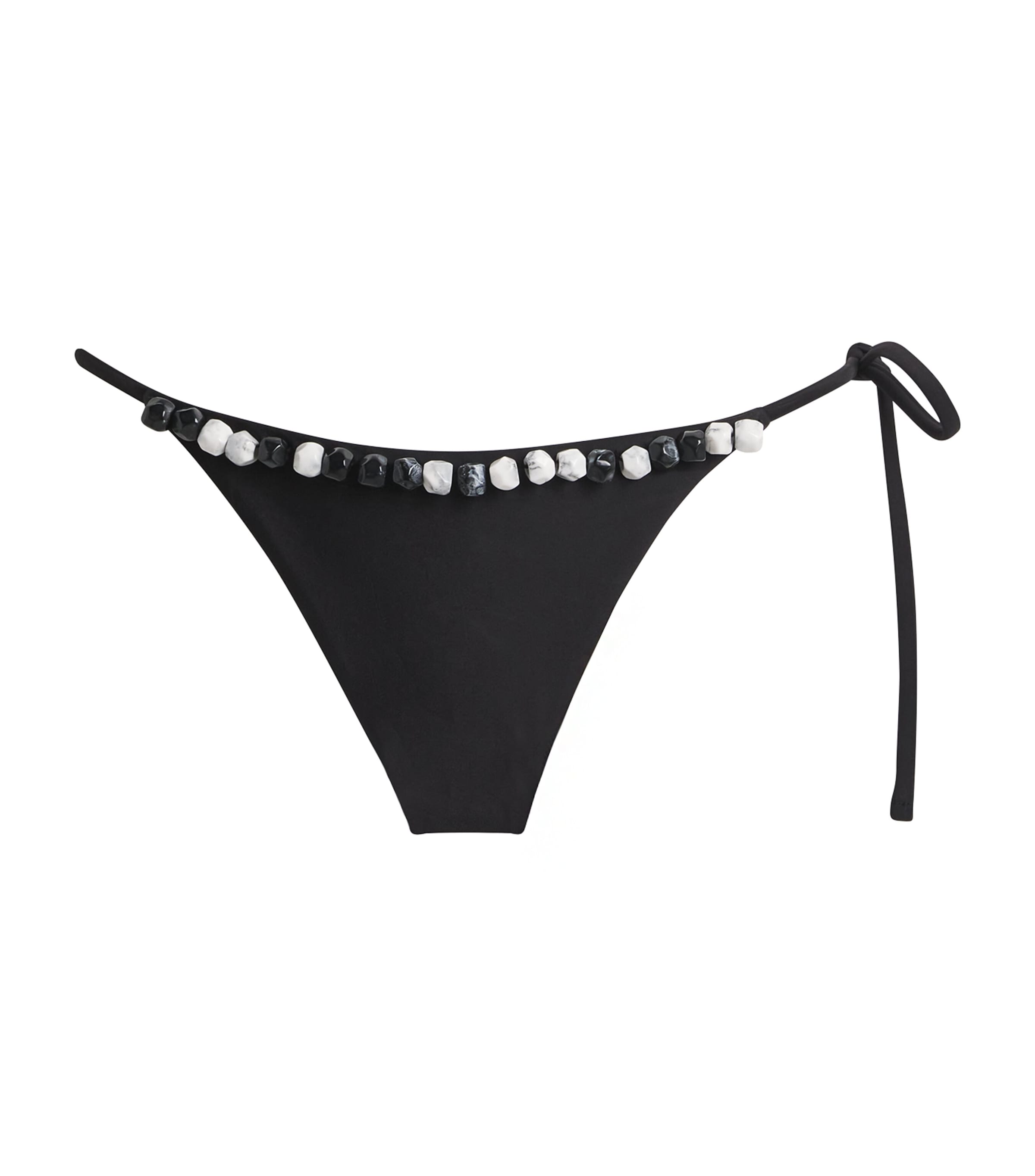 Sir Baci Beaded String Bikini Bottoms Black In Black