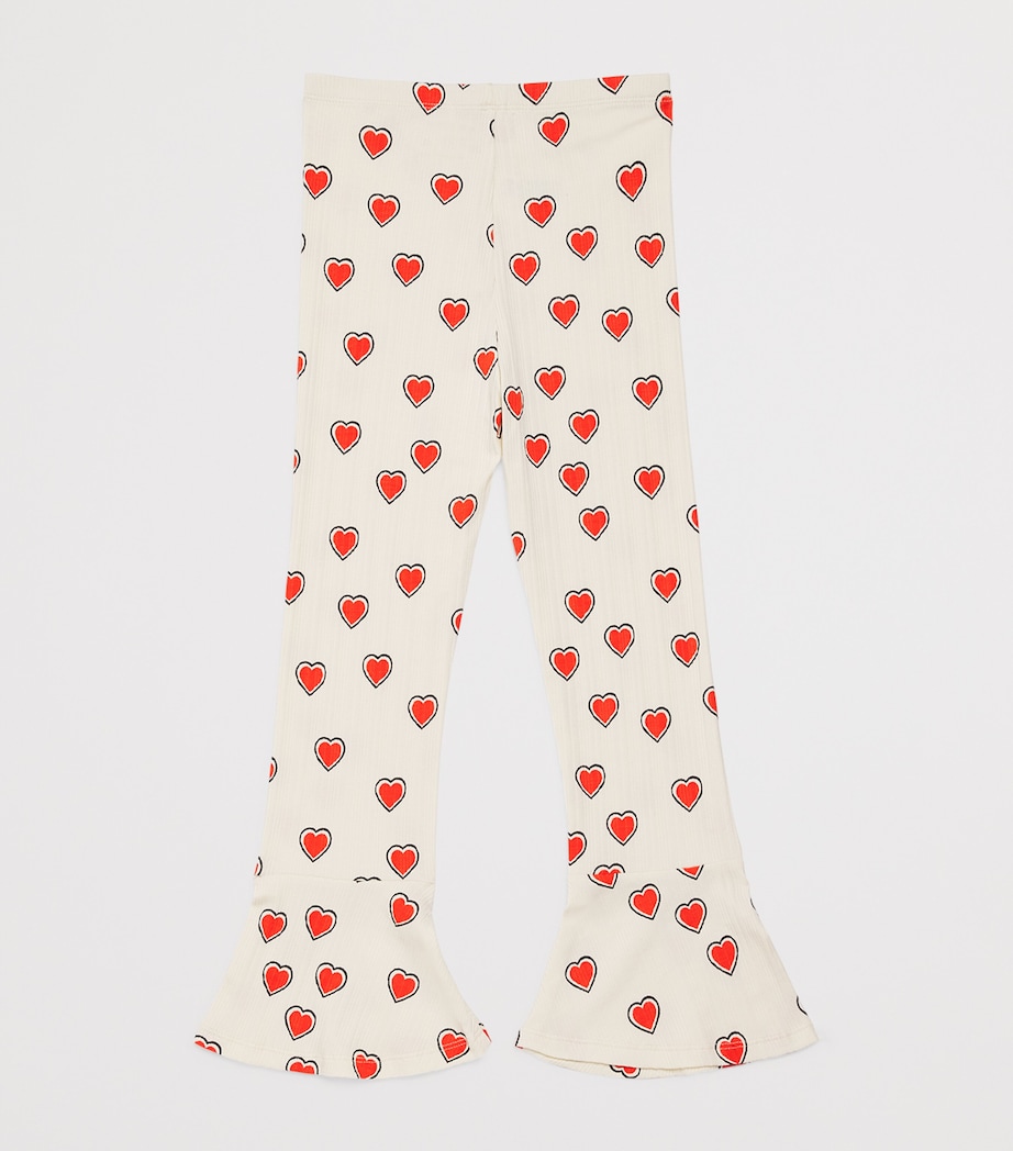 Mini Rodini Stretch-Organic Cotton Heart Flared Trousers (3-11 Years) Offwhite Image 2