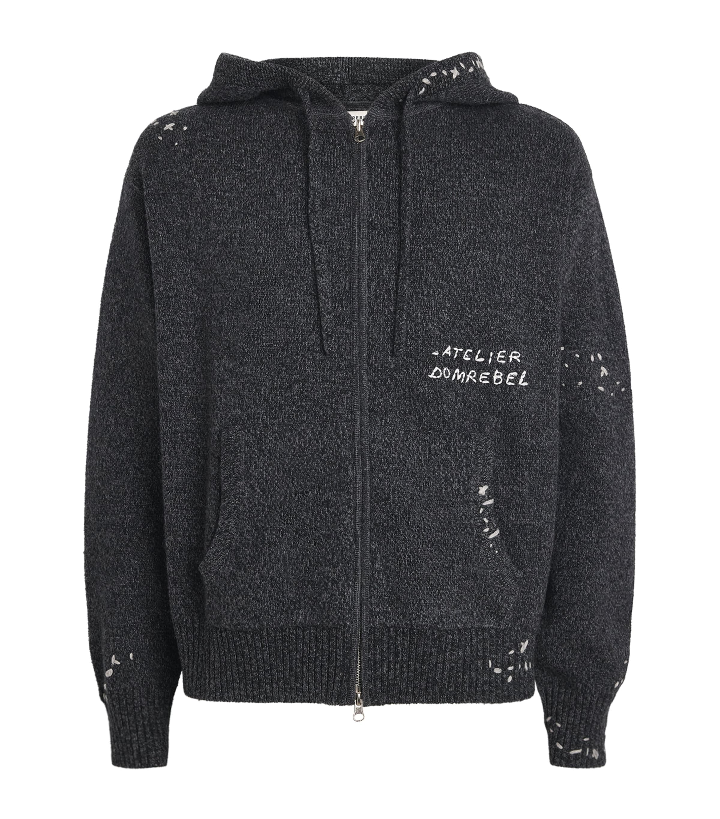 DOMREBEL Mens Wool-Blend Renegade Hoodie Charcoal Image 1