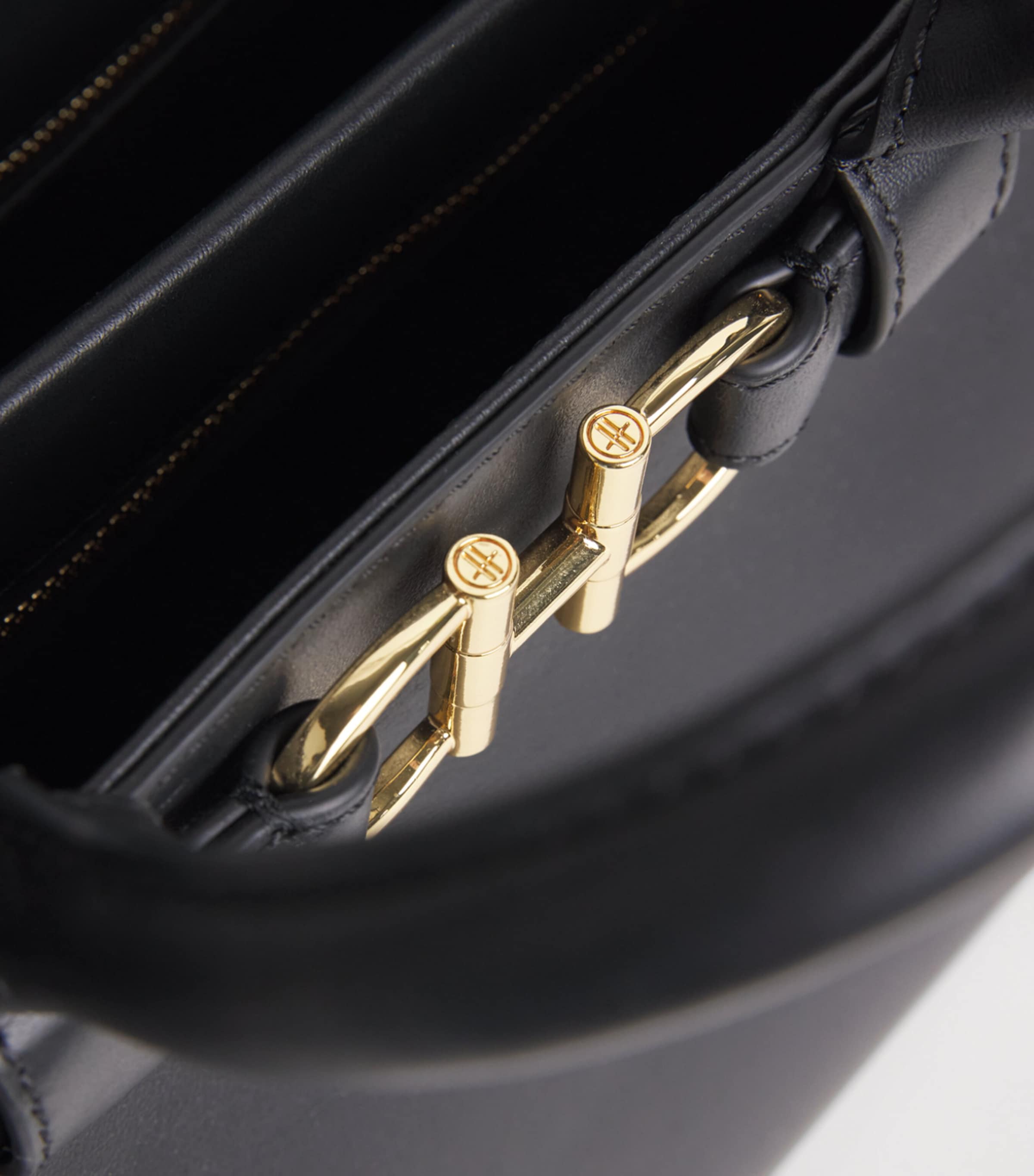 Harrods Small Leather Grace Top-Handle Bag Black Image 6