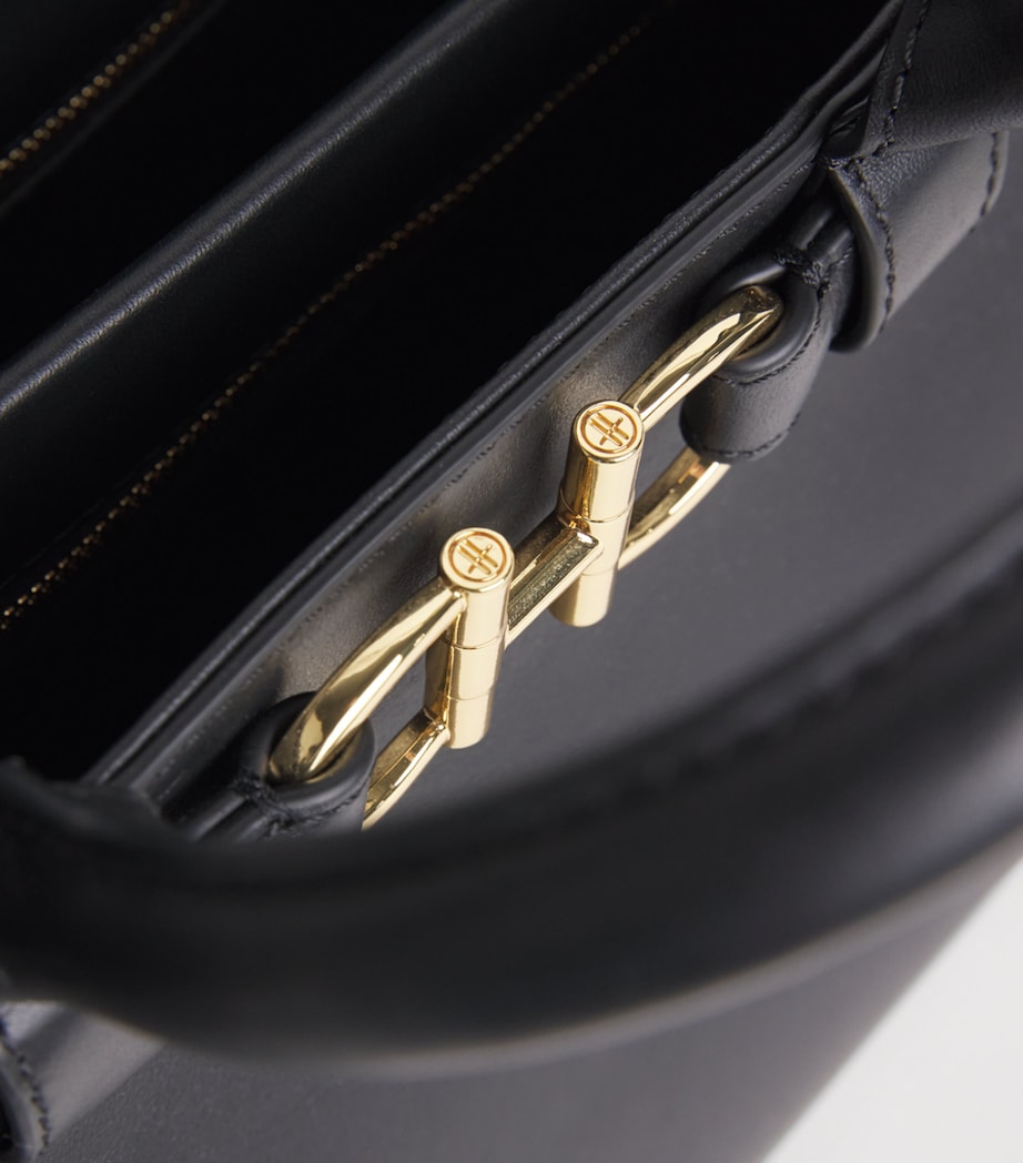Harrods Small Leather Grace Top-Handle Bag Black Image 6