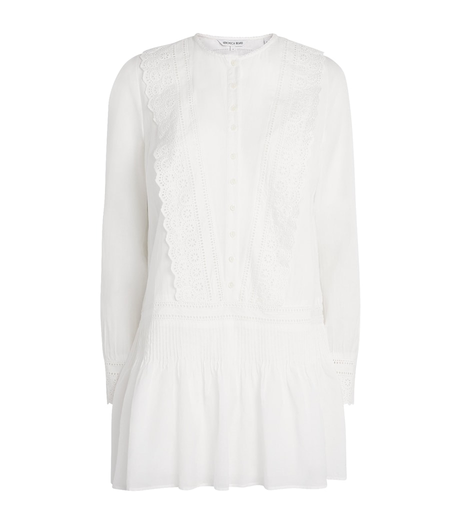 Veronica Beard Womens Maguerite Eyelet Mini Dress White Image 1