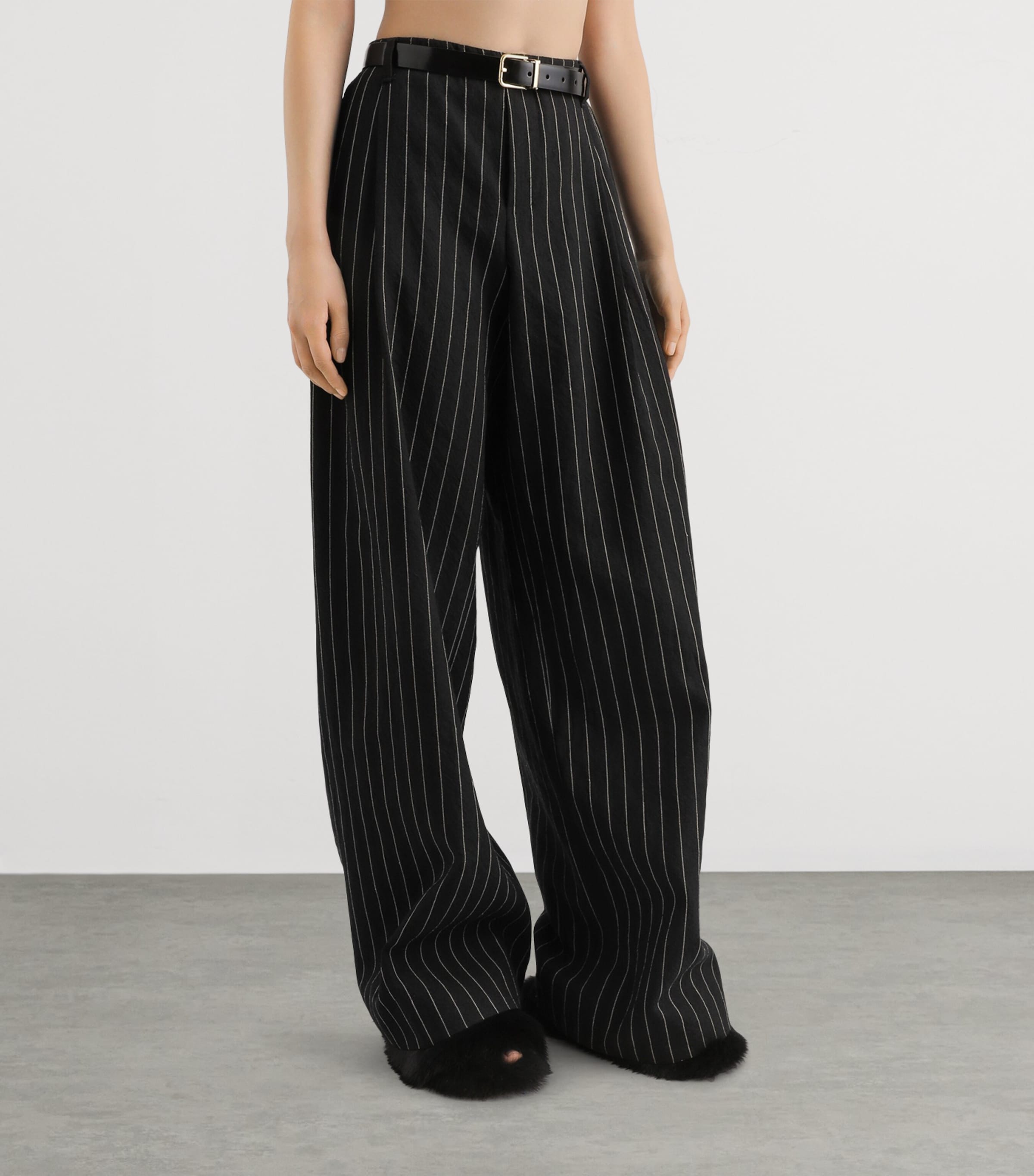 Dolce&Gabbana Womens Virgin Wool-Linen Pinstripe Trousers Stri Image 6