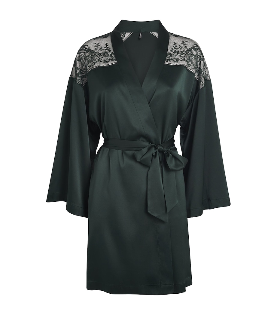 Aubade Womens Silk-Blend Midnight Whisper Robe Mysterious Green Image 1