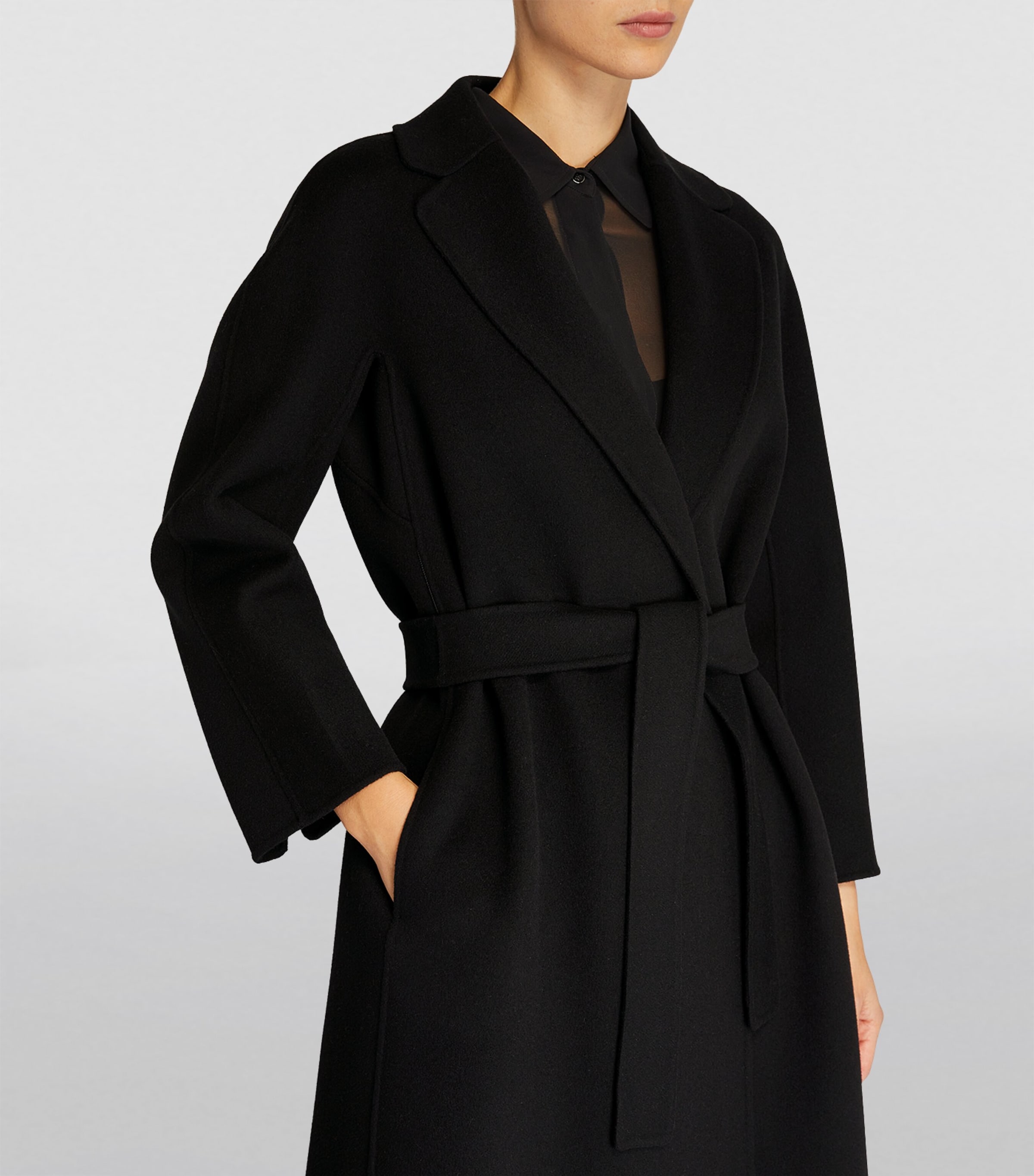 Max Mara Womens Wool Trench Coat Black Image 7