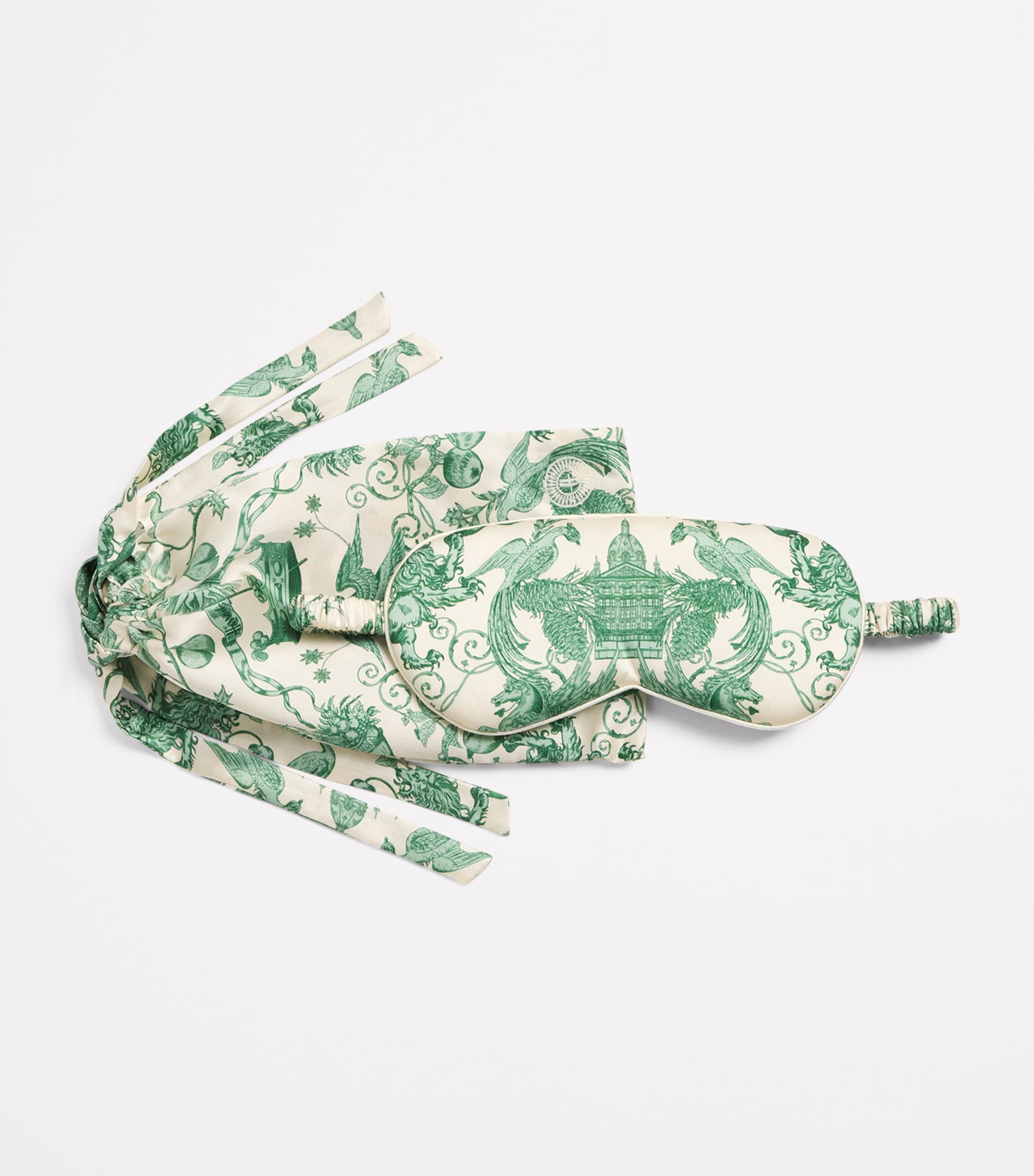 Harrods Womens Silk Menagerie Print Sleep Mask Harrods Green Image 4